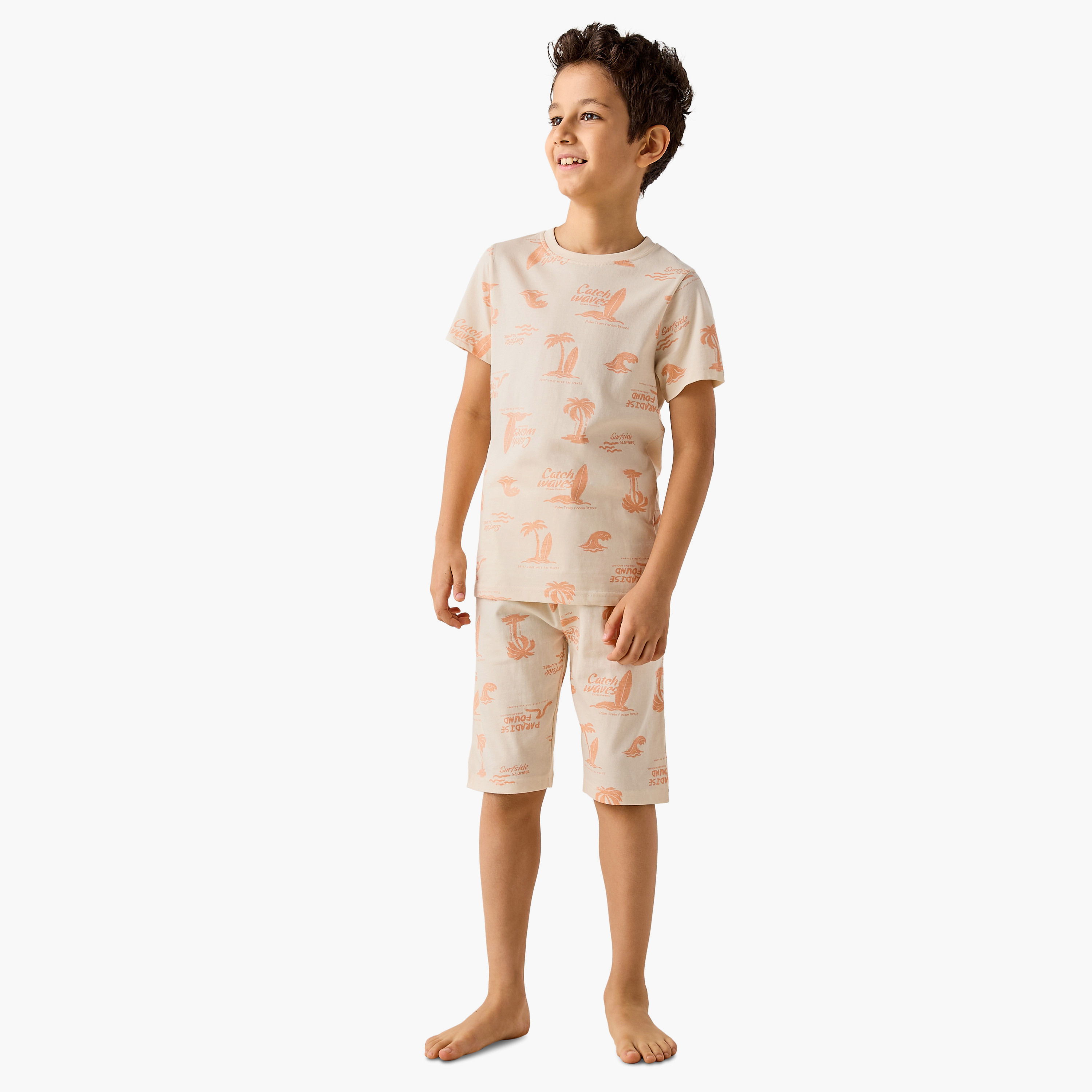 Juniors Tropical Print T-shirt and Pyjama - Set of 2-boys-clothing-nightwear-image-2