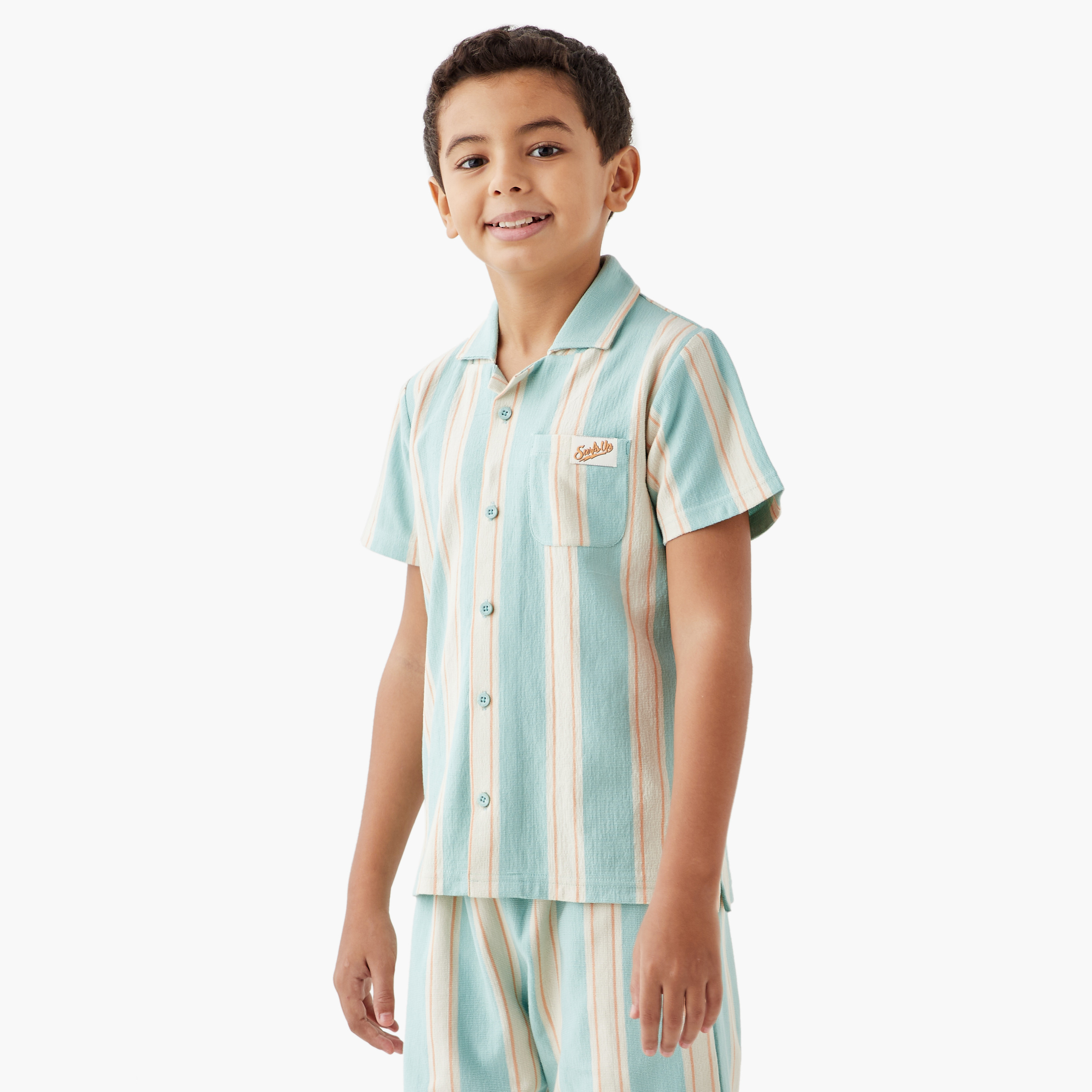 Juniors Striped Shirt and Shorts Set-boys-clothing-nightwear-image-2
