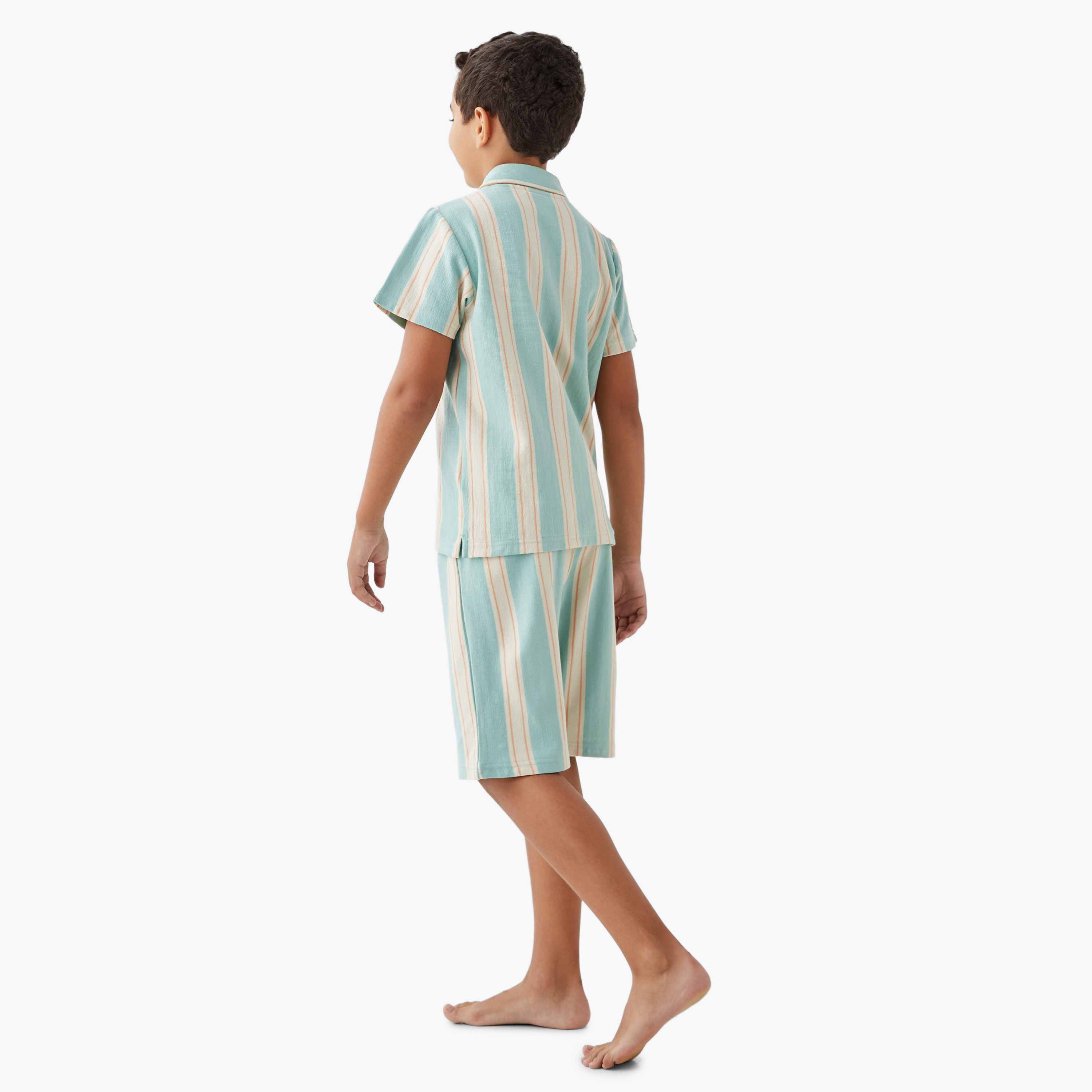 Juniors Striped Shirt and Shorts Set-boys-clothing-nightwear-image-4