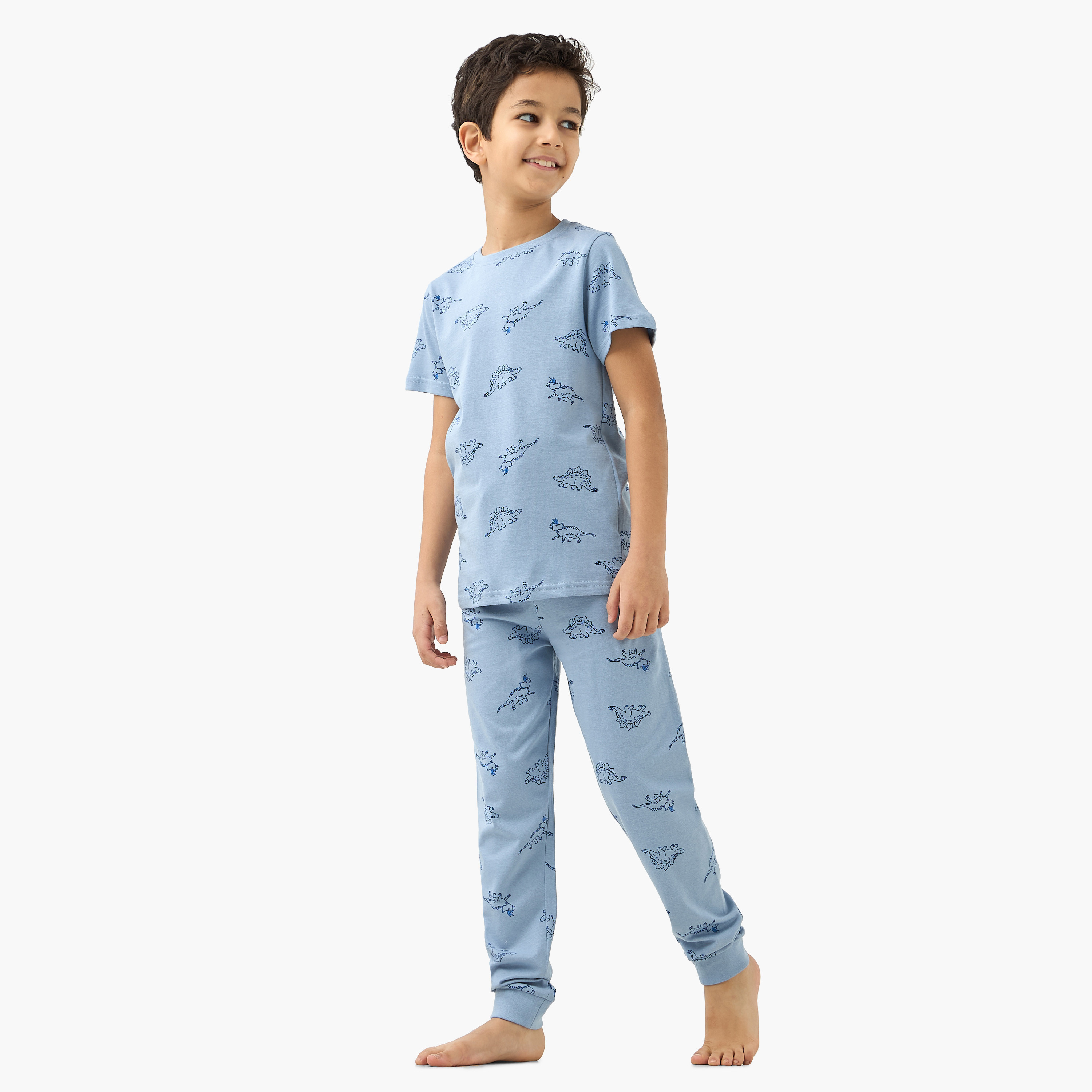 Juniors Dinosaur Print T-shirt and Pyjamas - Set of 3-boys-clothing-nightwear-image-4