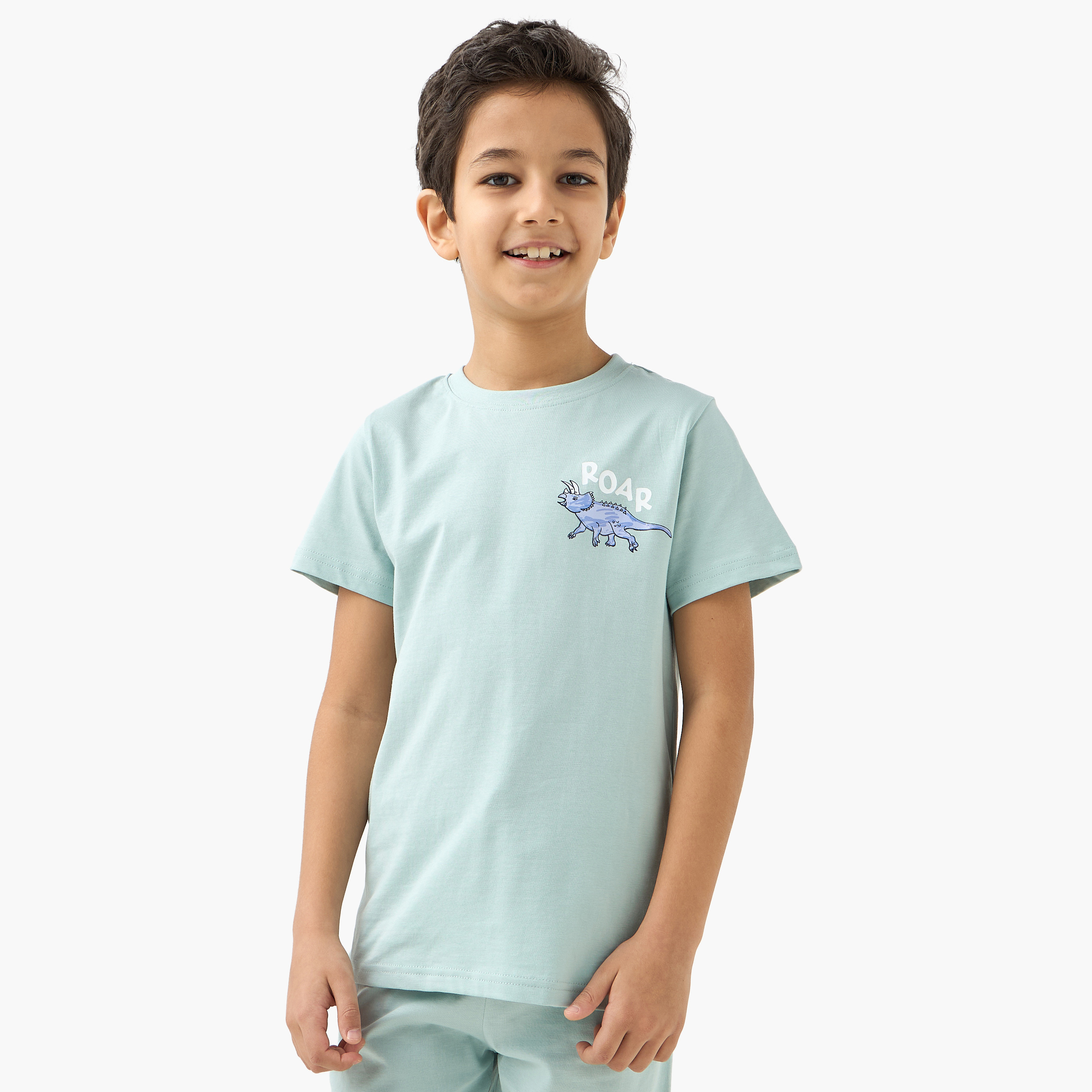 Juniors Dinosaur Print T-shirt and Pyjamas - Set of 3-boys-clothing-nightwear-image-5