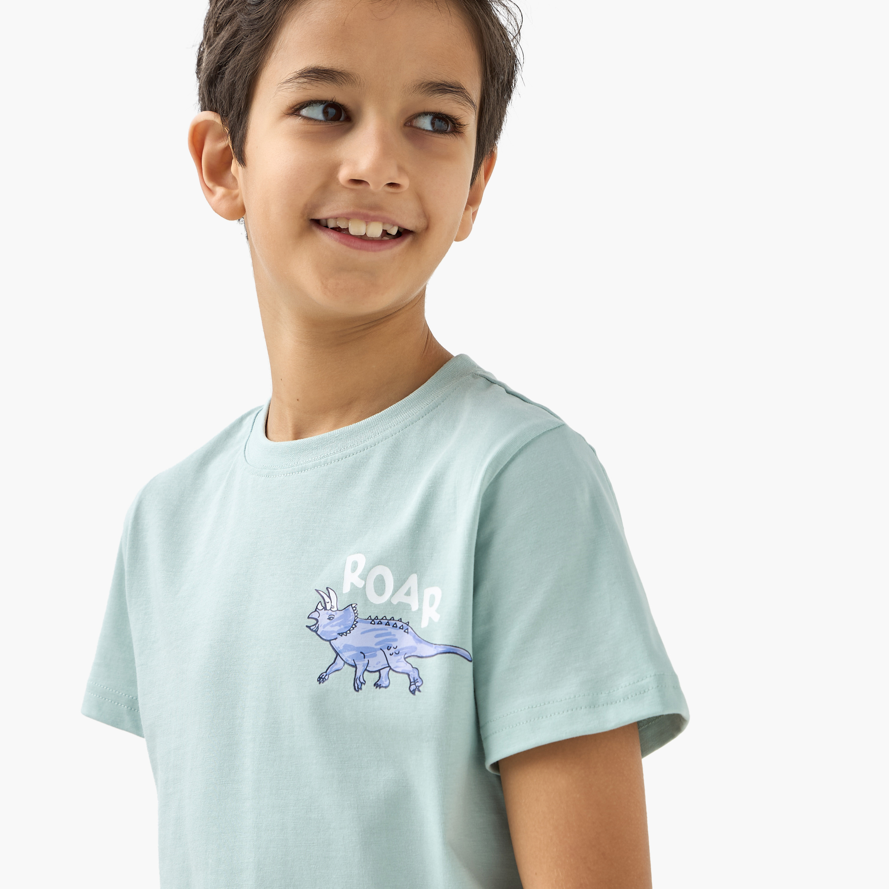 Juniors Dinosaur Print T-shirt and Pyjamas - Set of 3-boys-clothing-nightwear-image-8