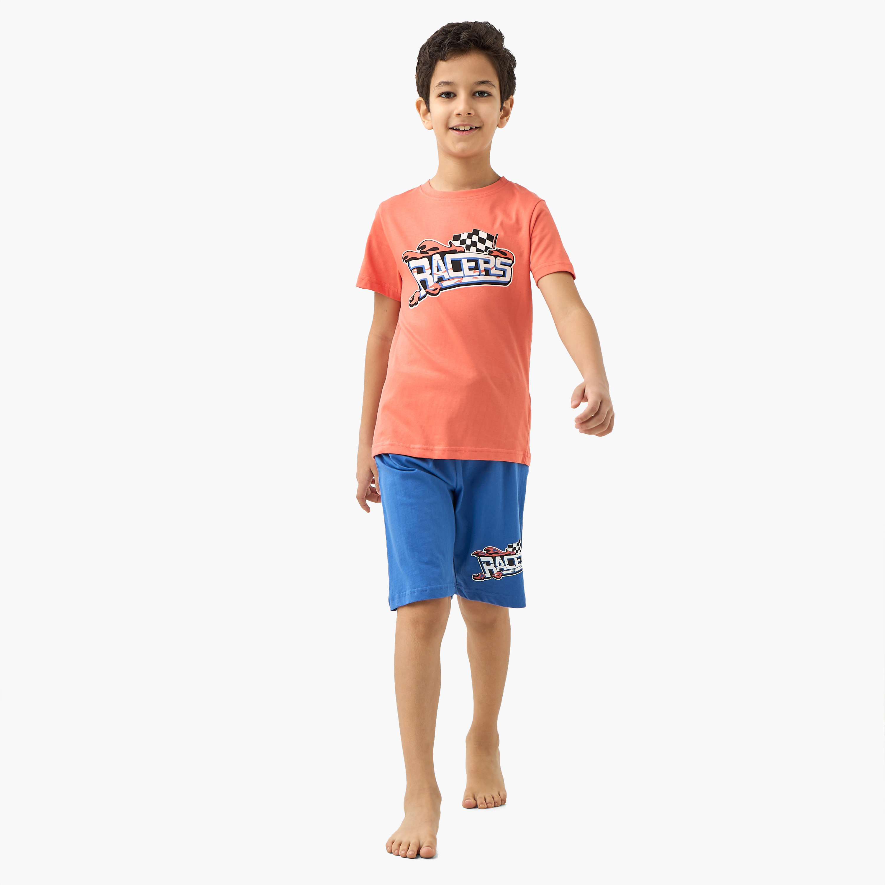 Juniors Printed Crew Neck T-shirts and Pyjamas - Set of 3-boys-clothing-nightwear-image-4