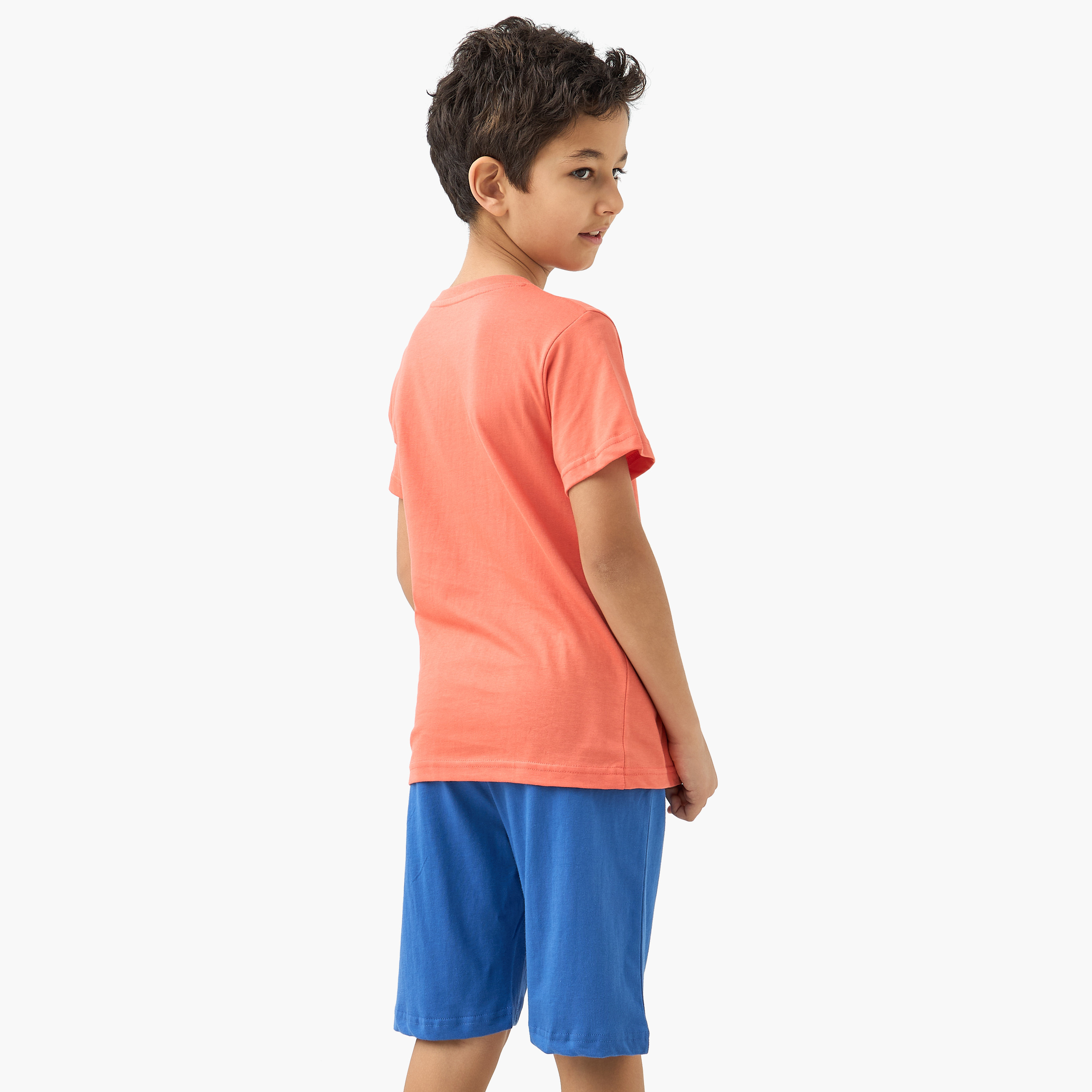 Juniors Printed Crew Neck T-shirts and Pyjamas - Set of 3-boys-clothing-nightwear-image-7