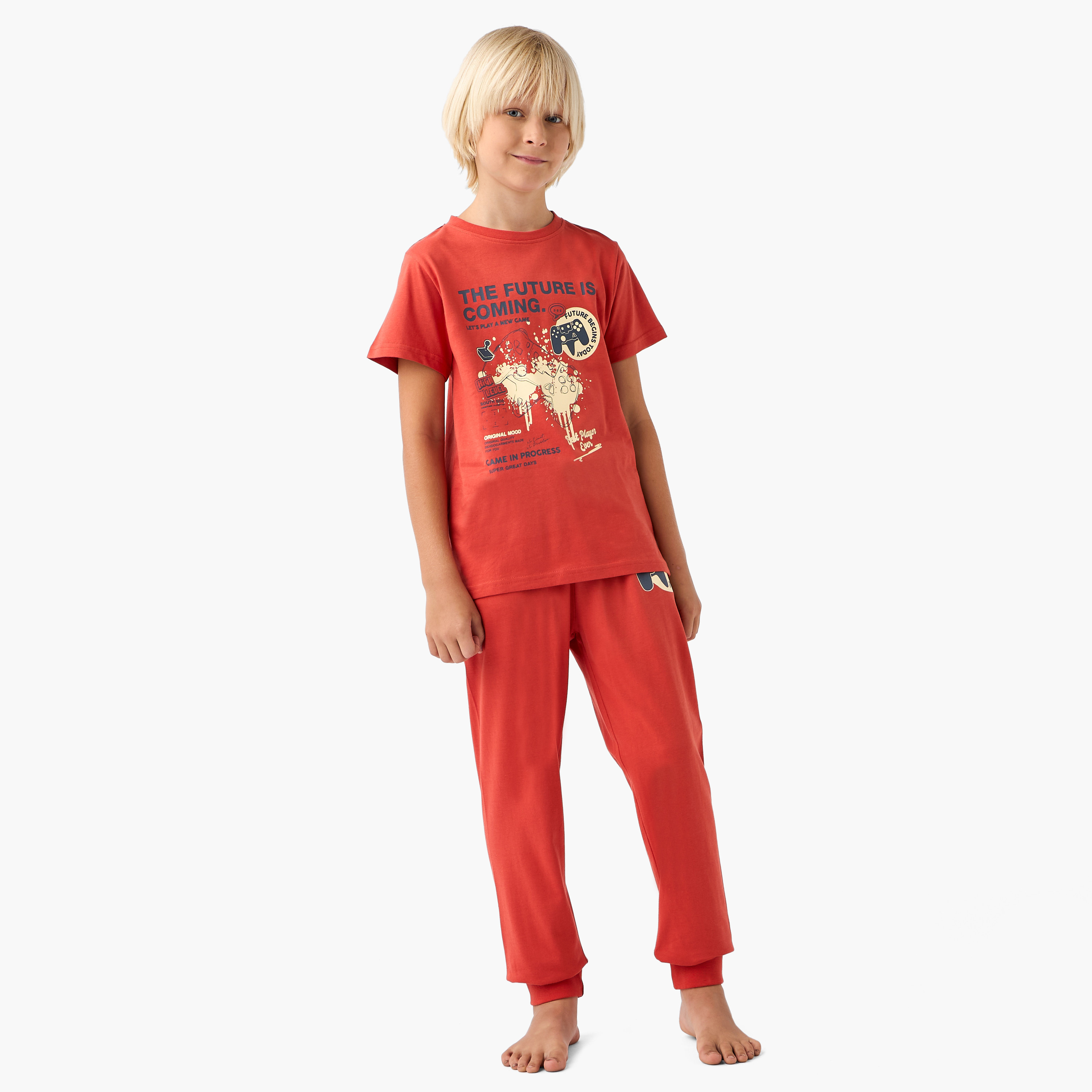 Juniors Gamer Print T-shirt and Pyjamas - Set of 3-boys-clothing-nightwear-image-2
