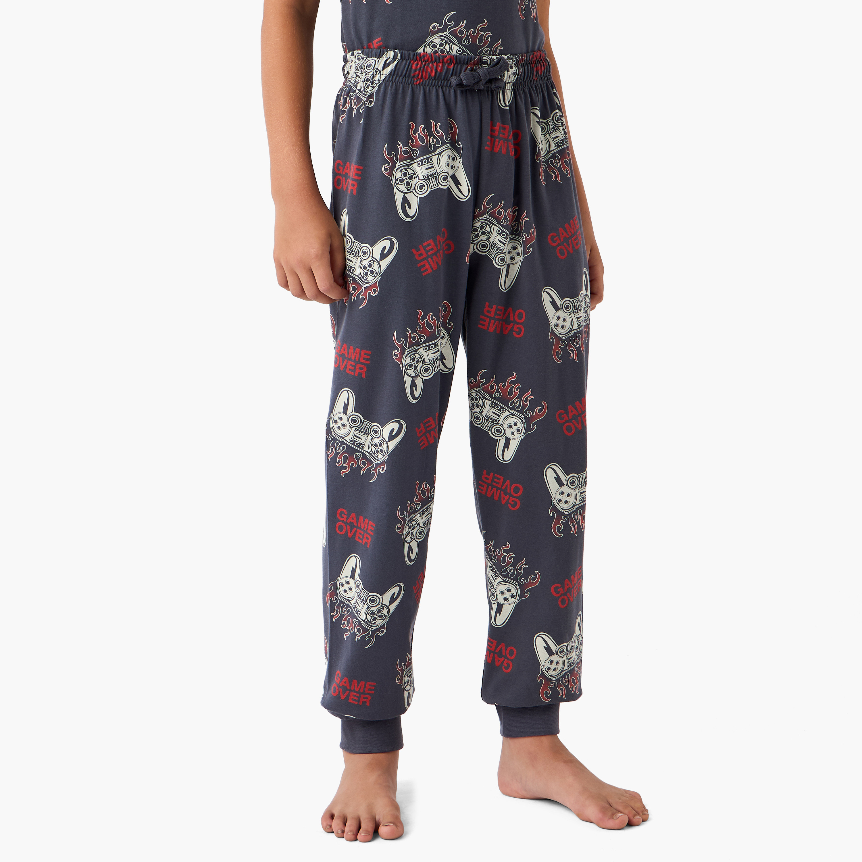 Juniors Gamer Print T-shirt and Pyjamas - Set of 3-boys-clothing-nightwear-image-6