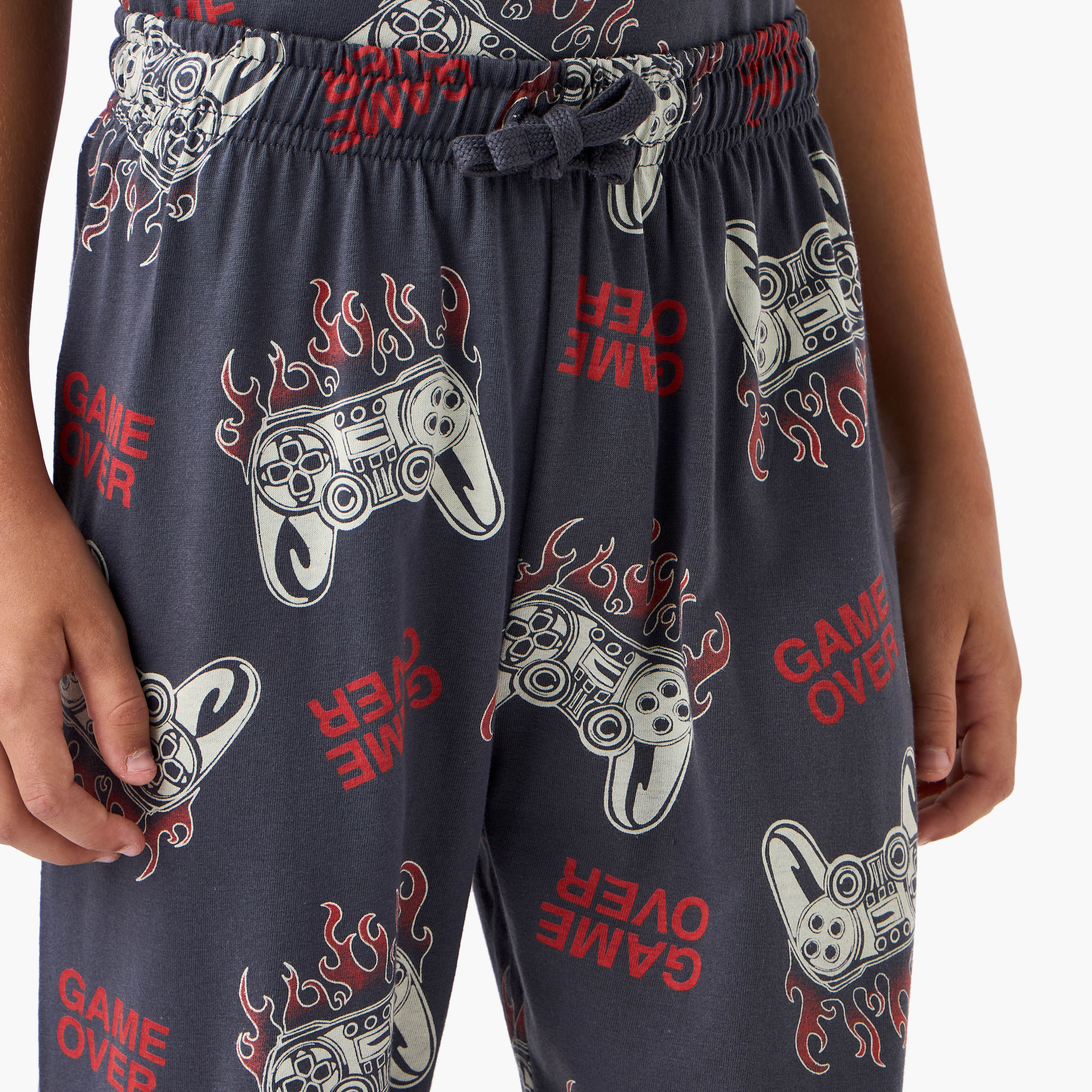 Juniors Gamer Print T-shirt and Pyjamas - Set of 3-boys-clothing-nightwear-image-8