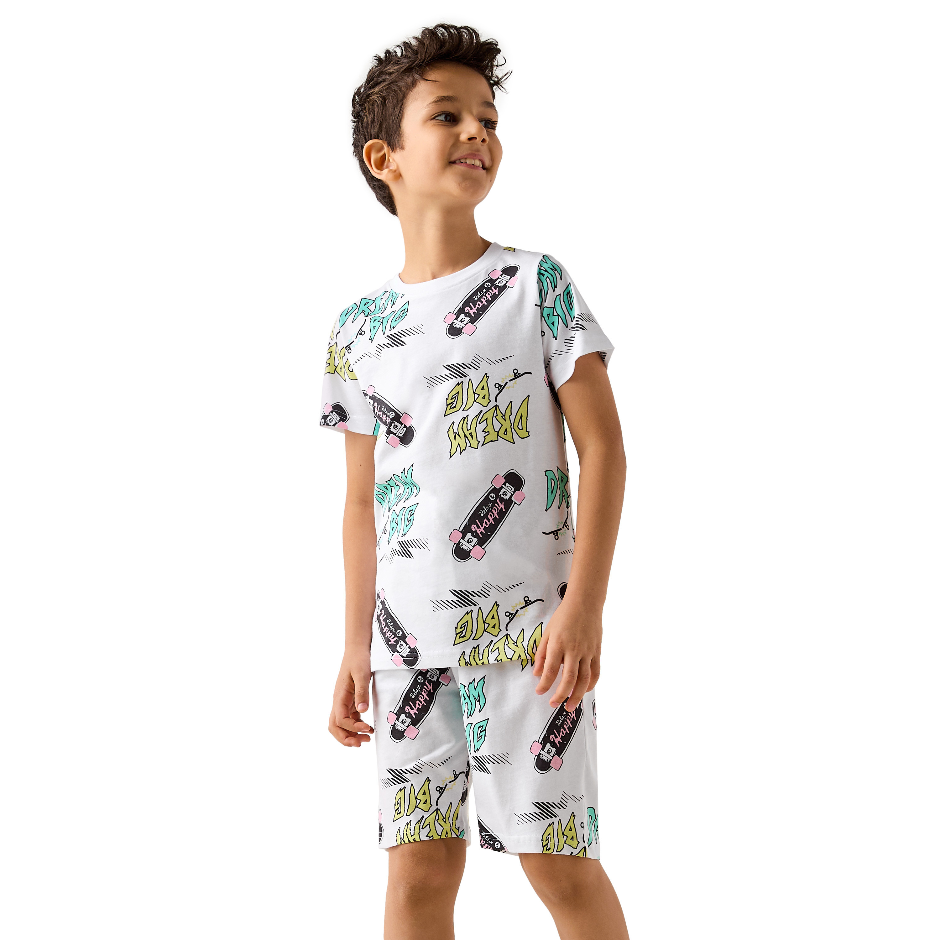 Juniors Skateboard Print T-shirt and Pyjamas - Set of 3-boys-clothing-nightwear-image-2