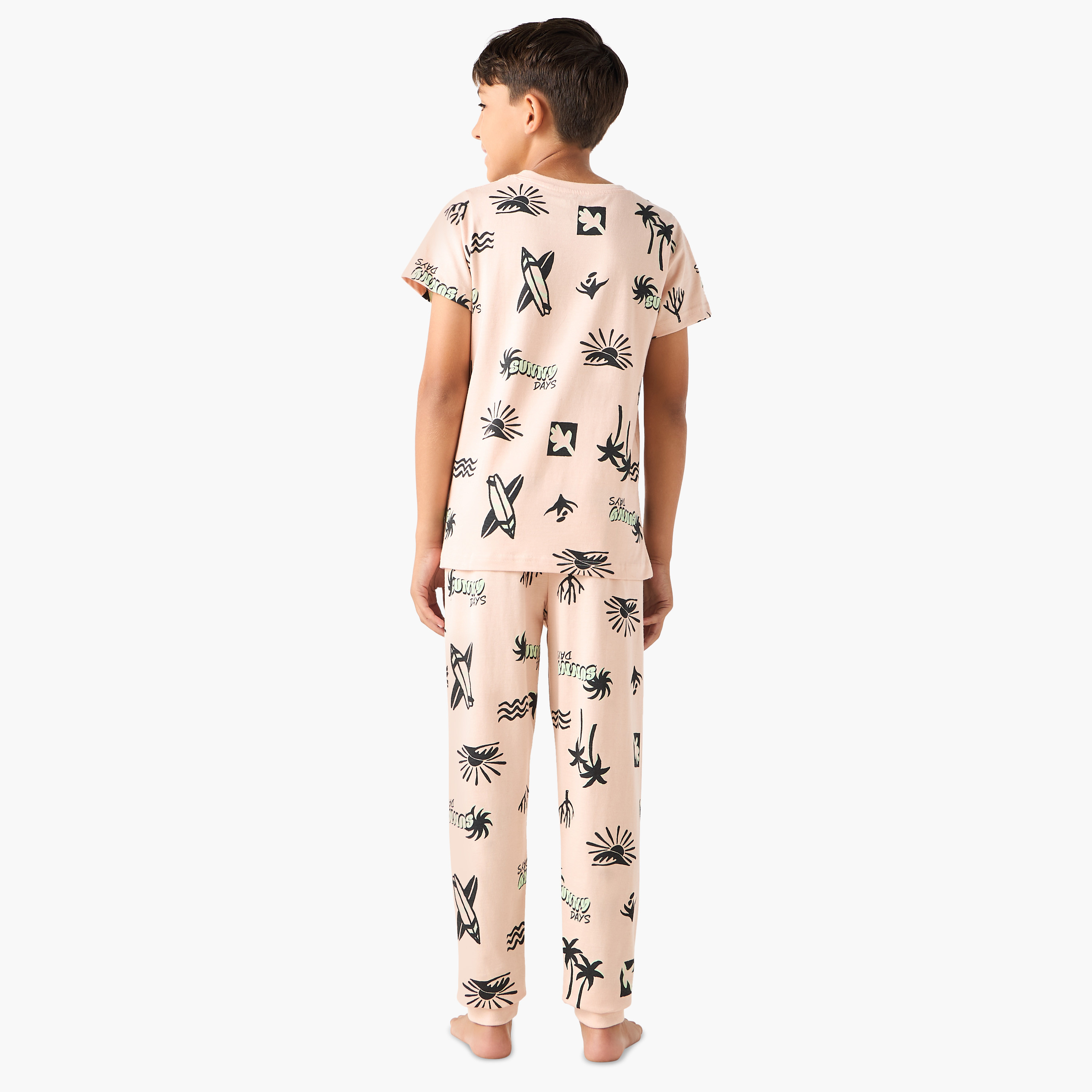 Juniors Printed T-shirt and Pyjama Set-boys-clothing-nightwear-image-4