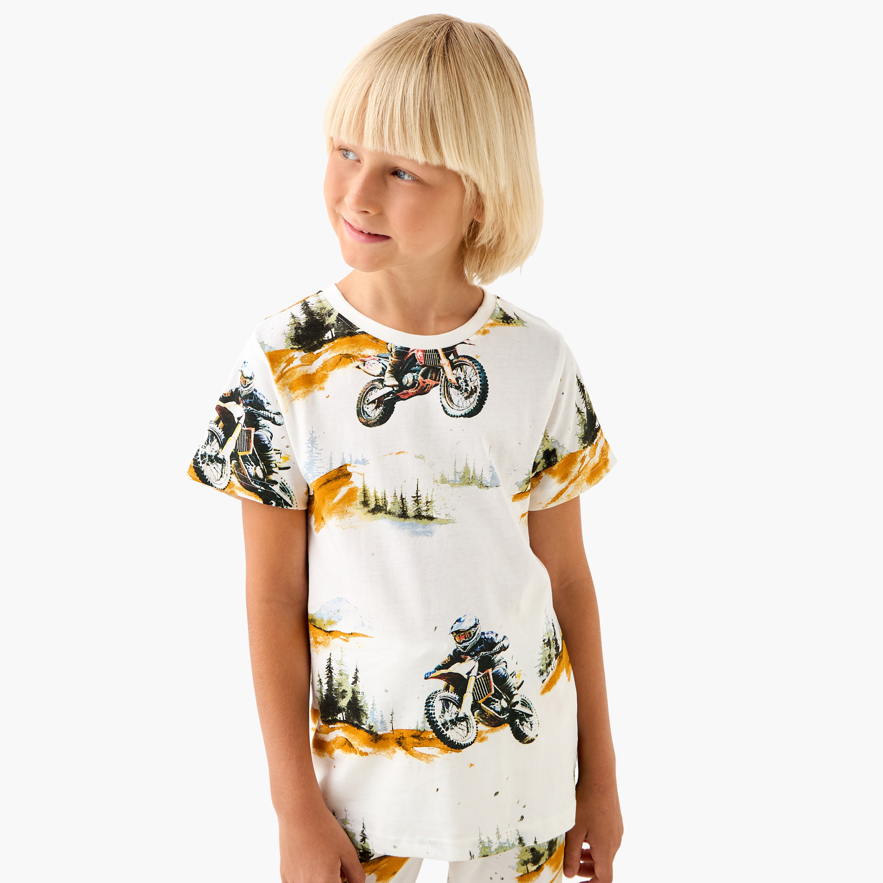 Juniors All-Over Print T-shirt and Pyjama Set-boys-clothing-nightwear-image-2