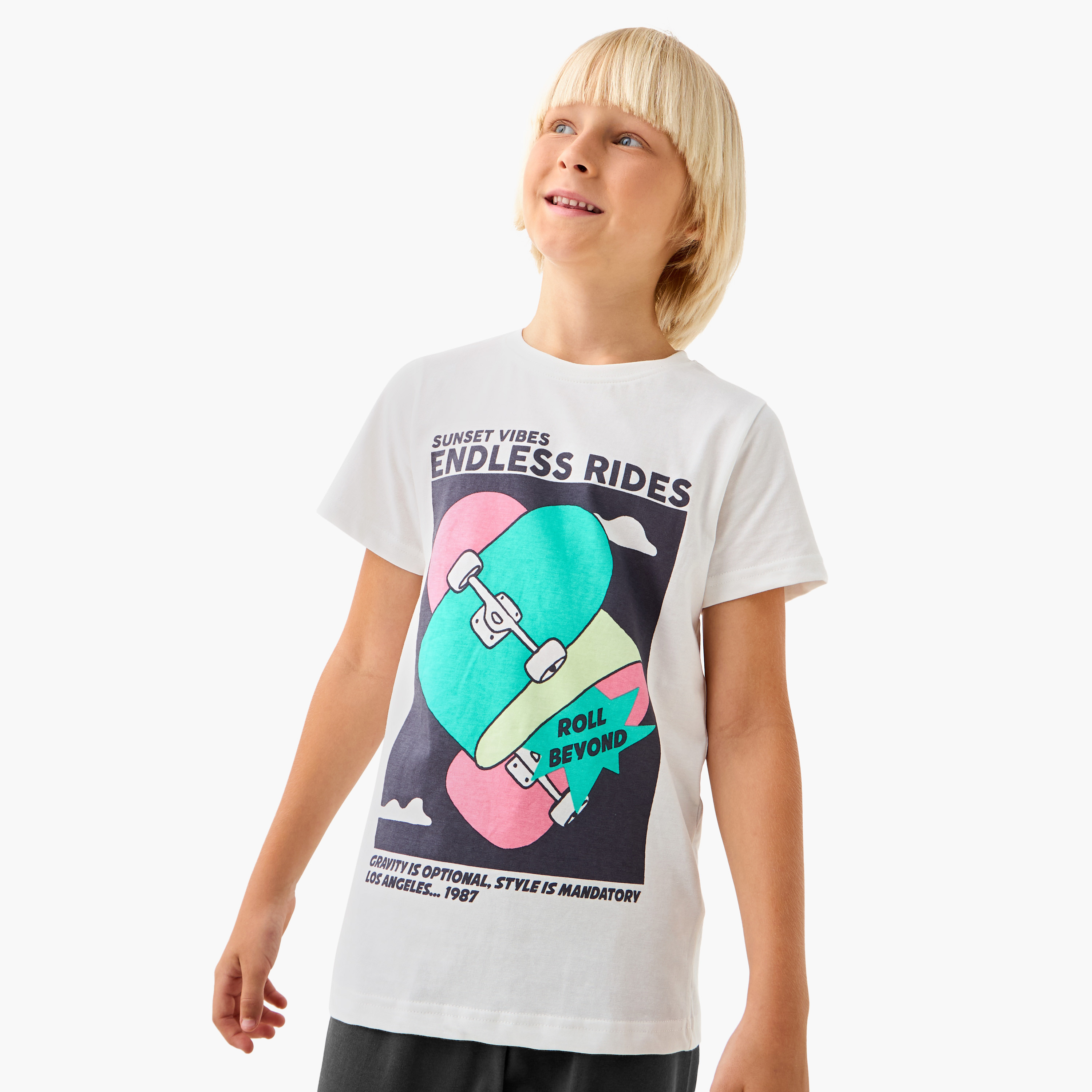 Juniors Printed T-shirt and Pyjama Set-boys-clothing-nightwear-image-2