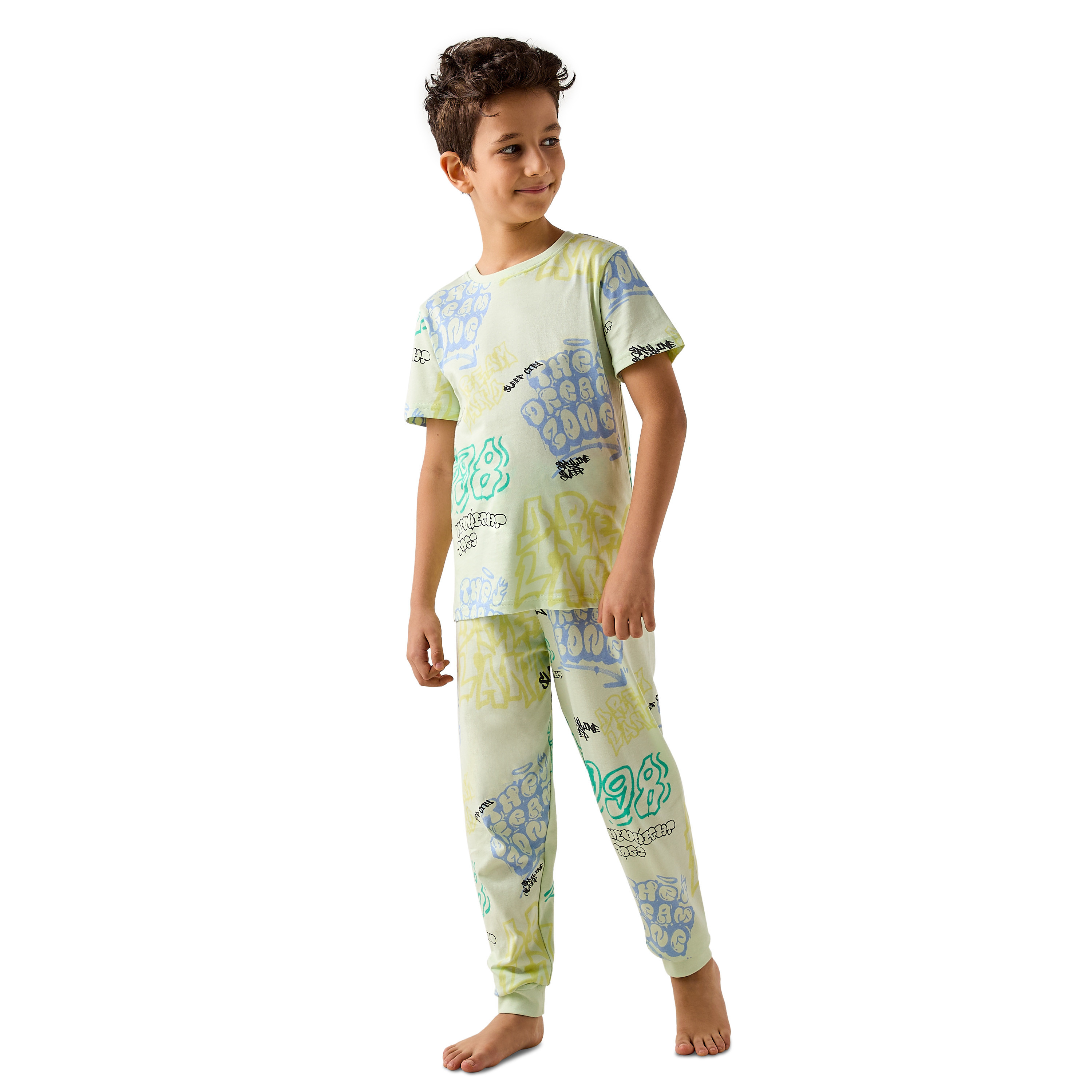 Juniors All-Over Print T-shirt and Pyjama Set-boys-clothing-nightwear-image-1