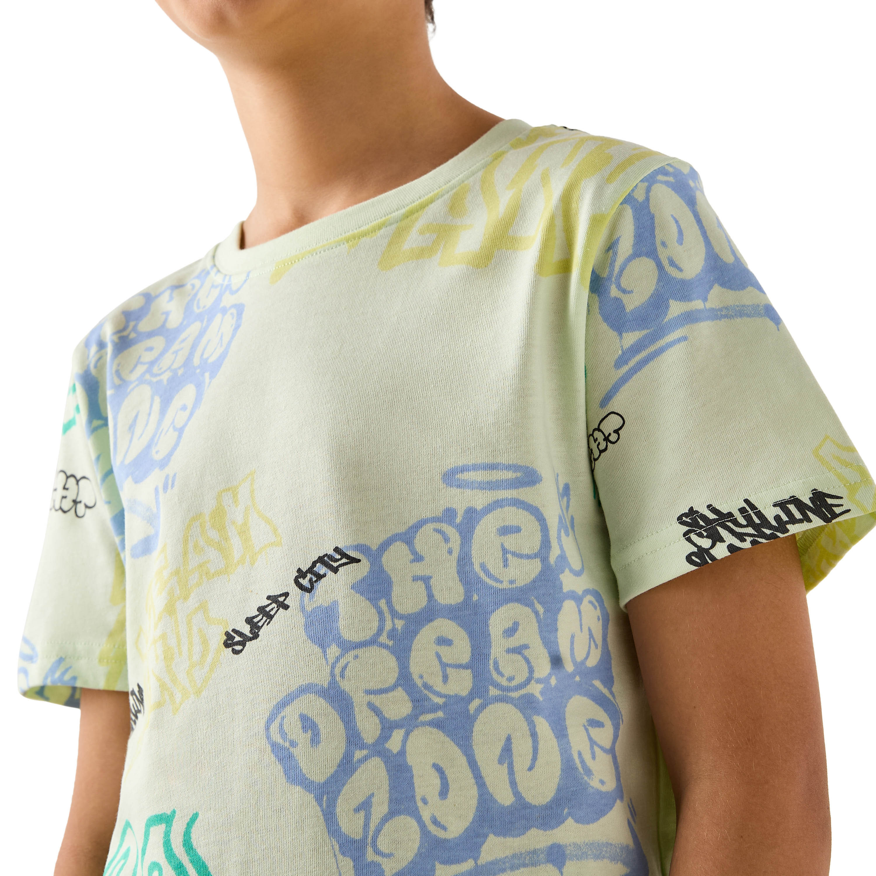 Juniors All-Over Print T-shirt and Pyjama Set-boys-clothing-nightwear-image-5