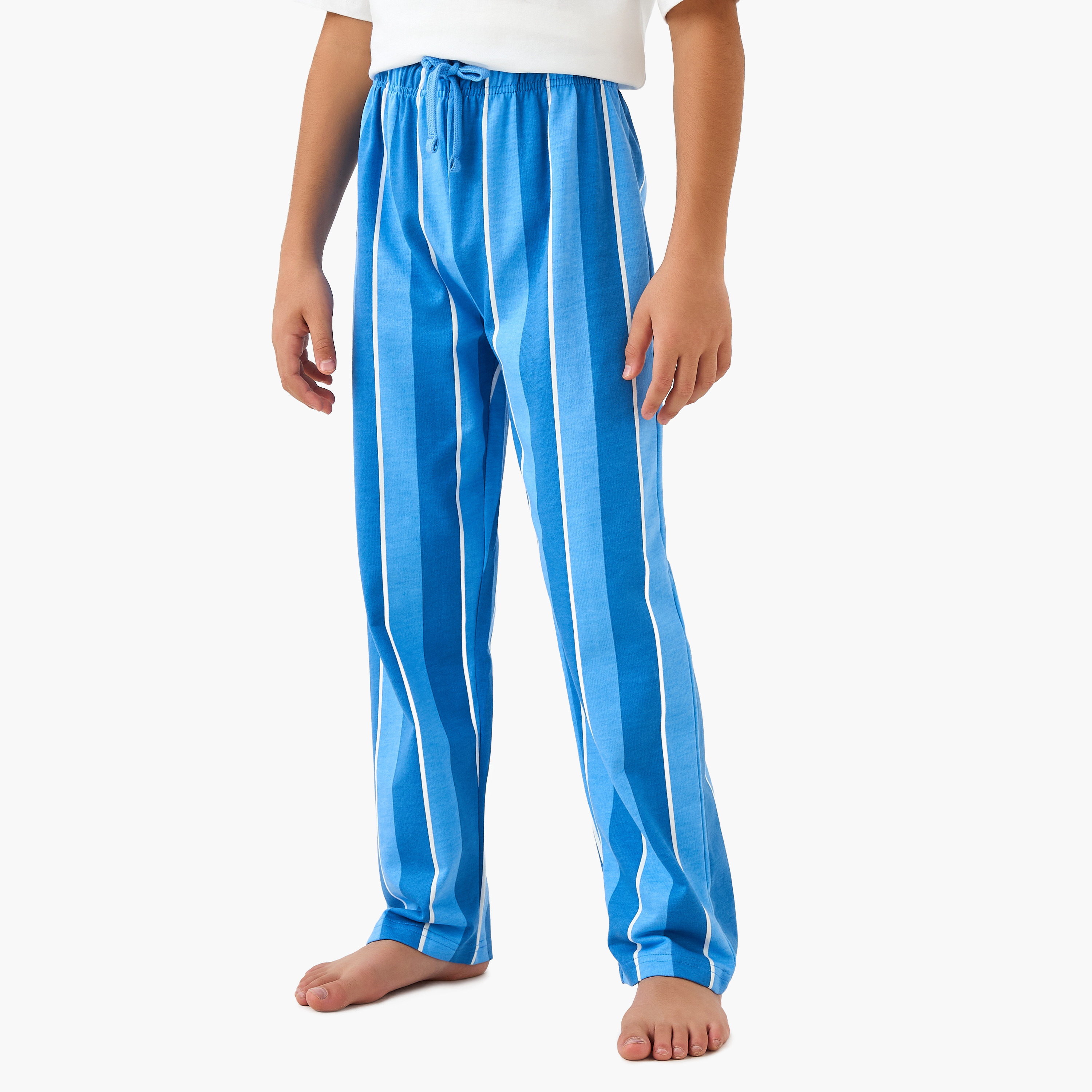 Juniors Printed T-shirt and Striped Pyjama Set-boys-clothing-nightwear-image-3