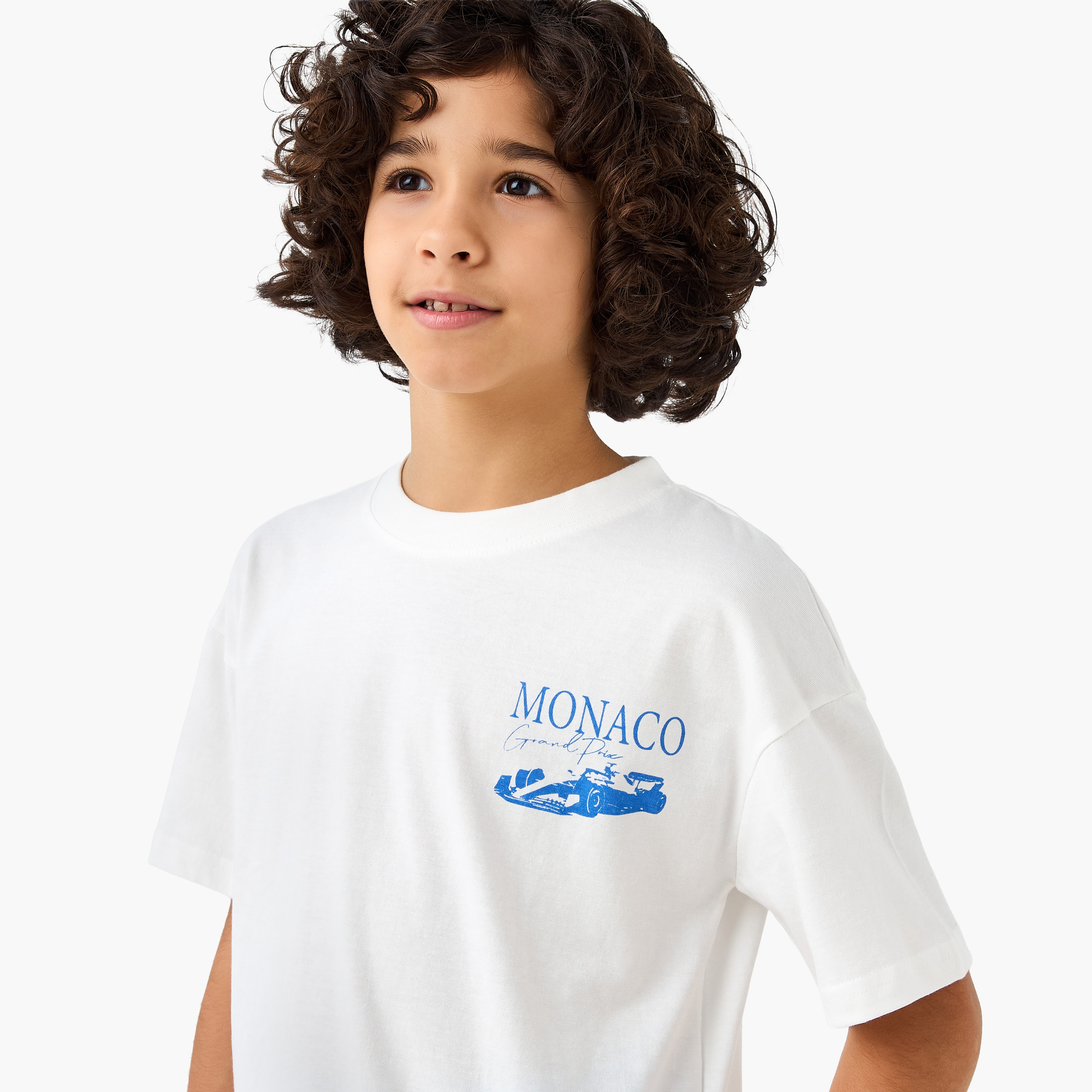 Juniors Printed T-shirt and Striped Pyjama Set-boys-clothing-nightwear-image-5
