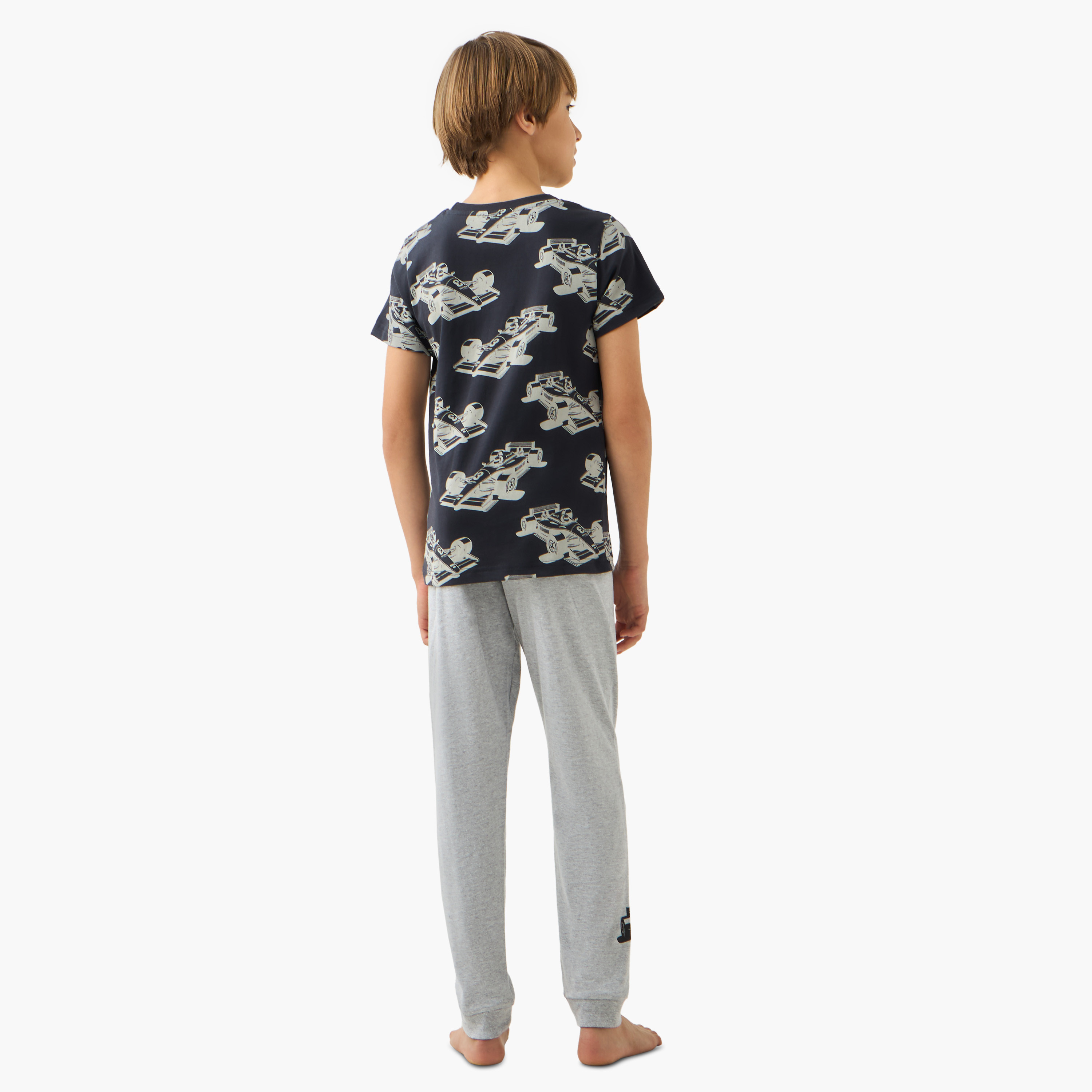 Juniors Racer Car Print T-shirt and Pyjama - Set of 2-boys-clothing-nightwear-image-6