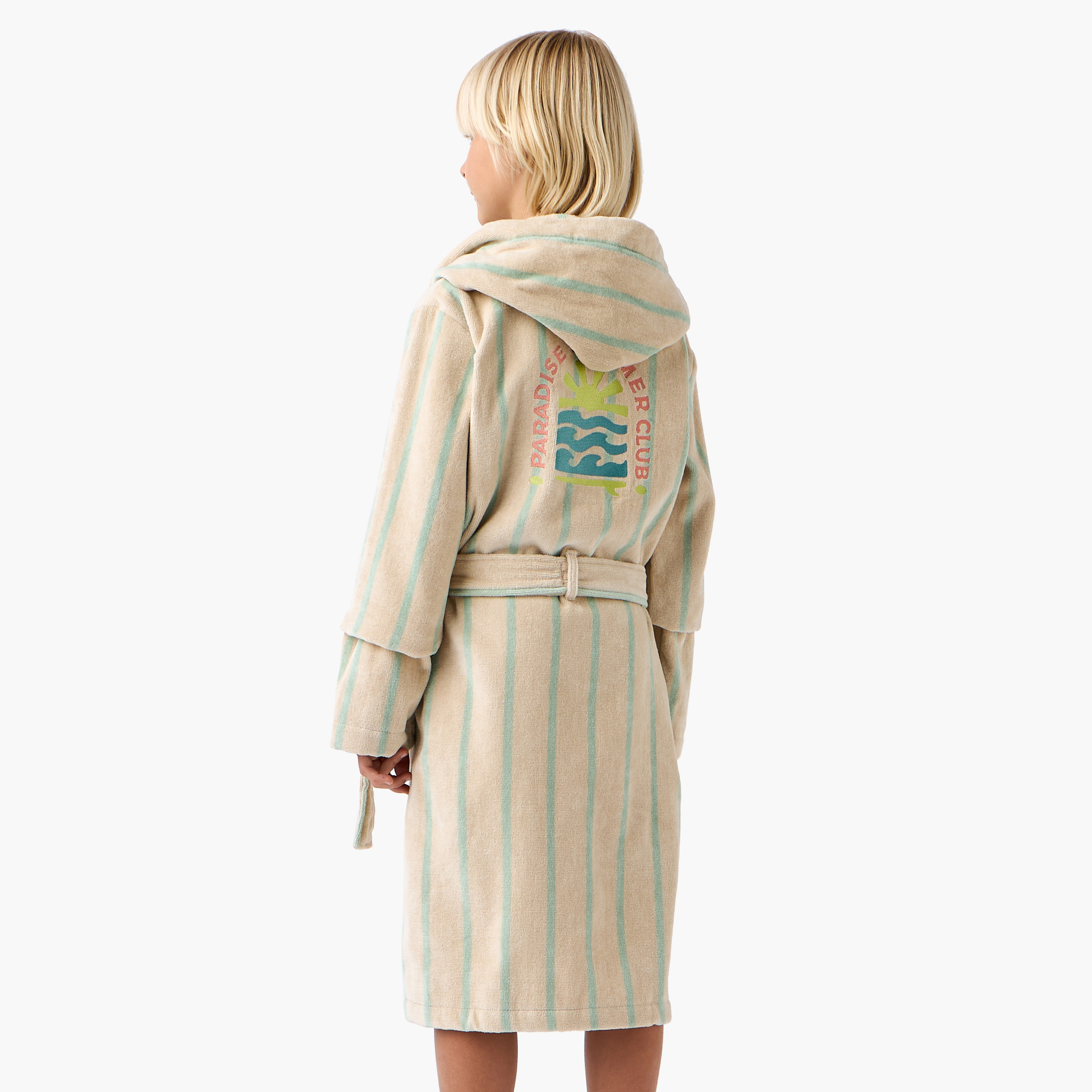 Juniors Striped Hooded Bathrobe with Pockets and Tie-Up Detail-boys-clothing-nightwear-image-3
