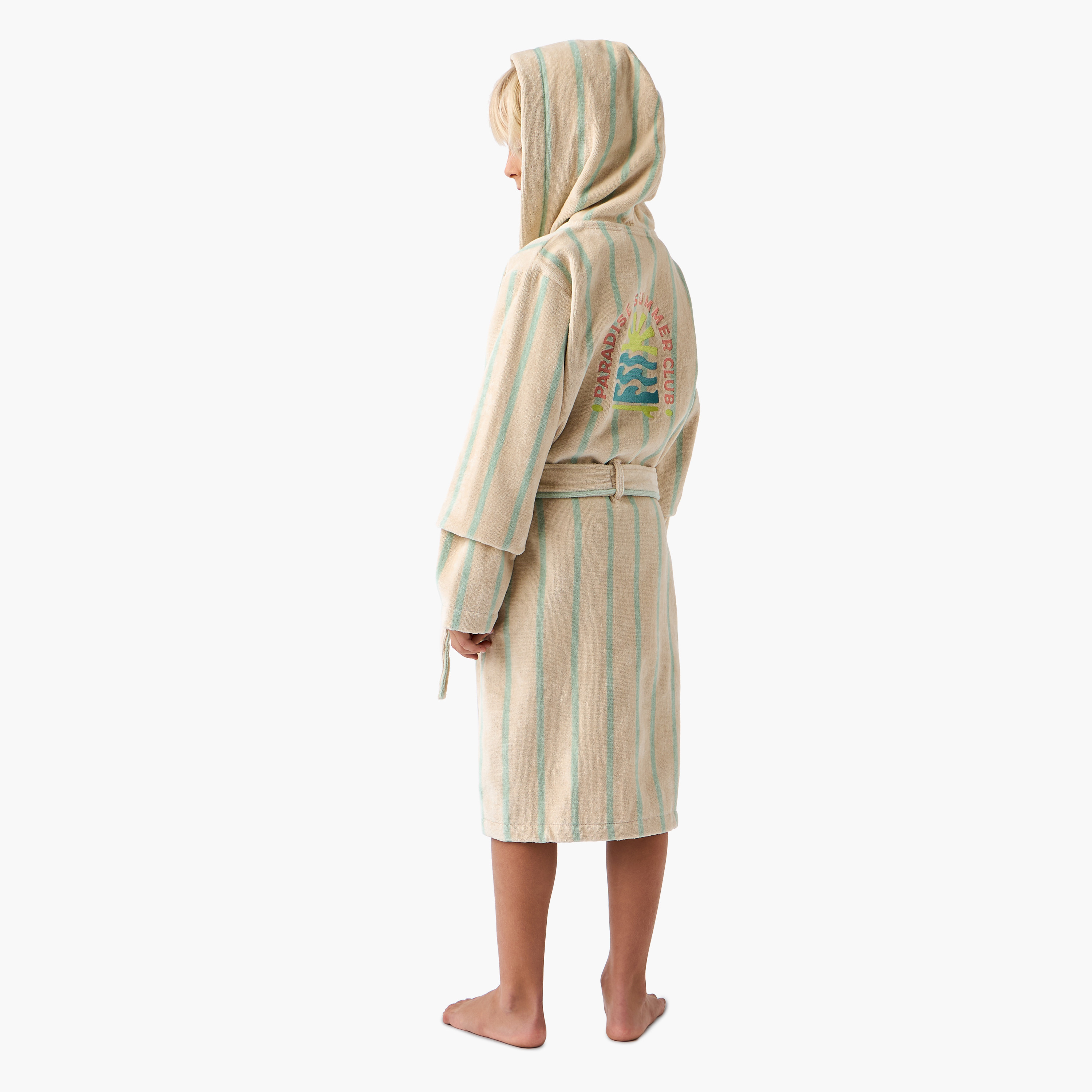 Juniors Striped Hooded Bathrobe with Pockets and Tie-Up Detail-boys-clothing-nightwear-image-4