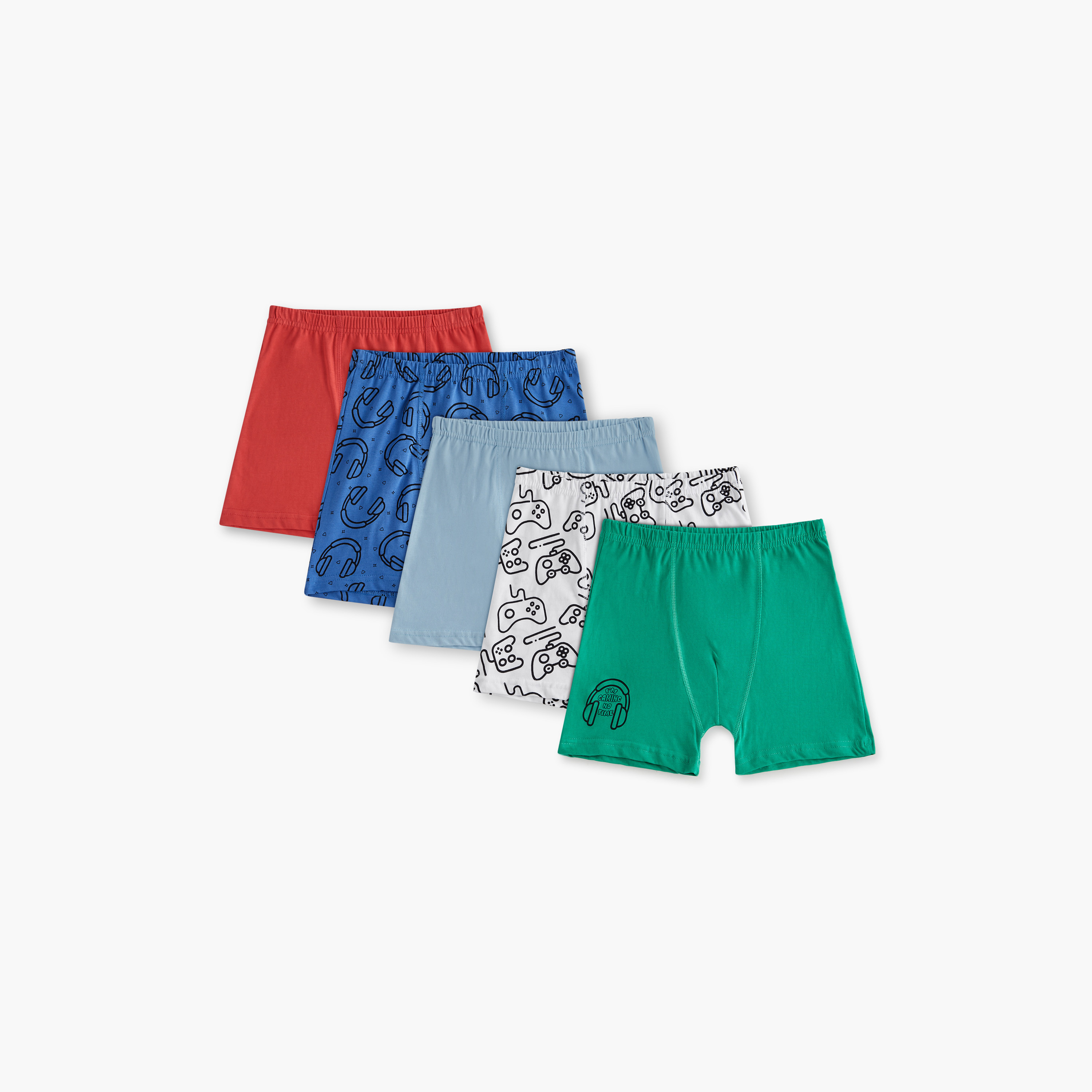 Juniors Gamer Print Boxers with Elasticated Waistband - Set of 5-boys-clothing-innerwear-boxersandbriefs-image-1