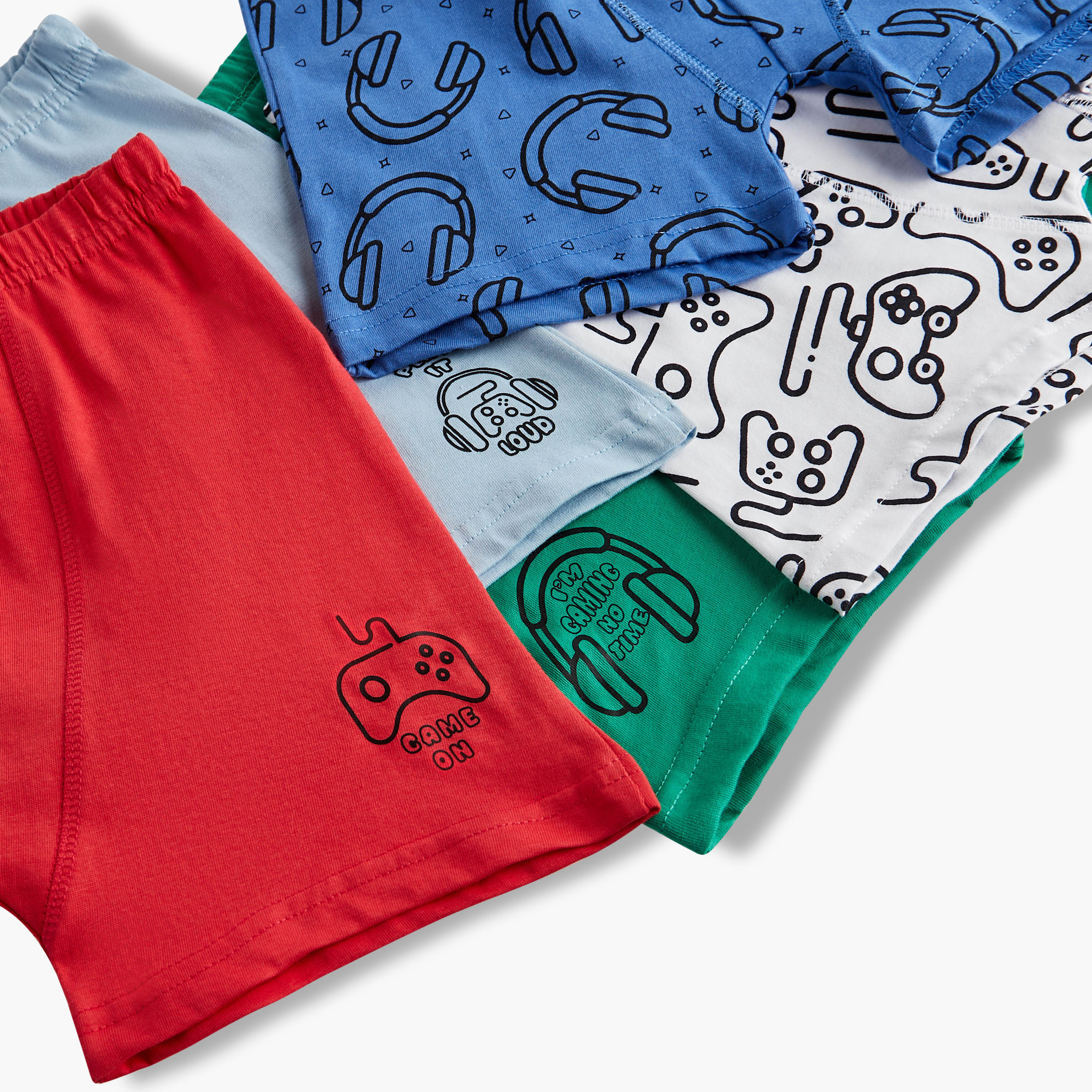 Juniors Gamer Print Boxers with Elasticated Waistband - Set of 5-boys-clothing-innerwear-boxersandbriefs-image-8
