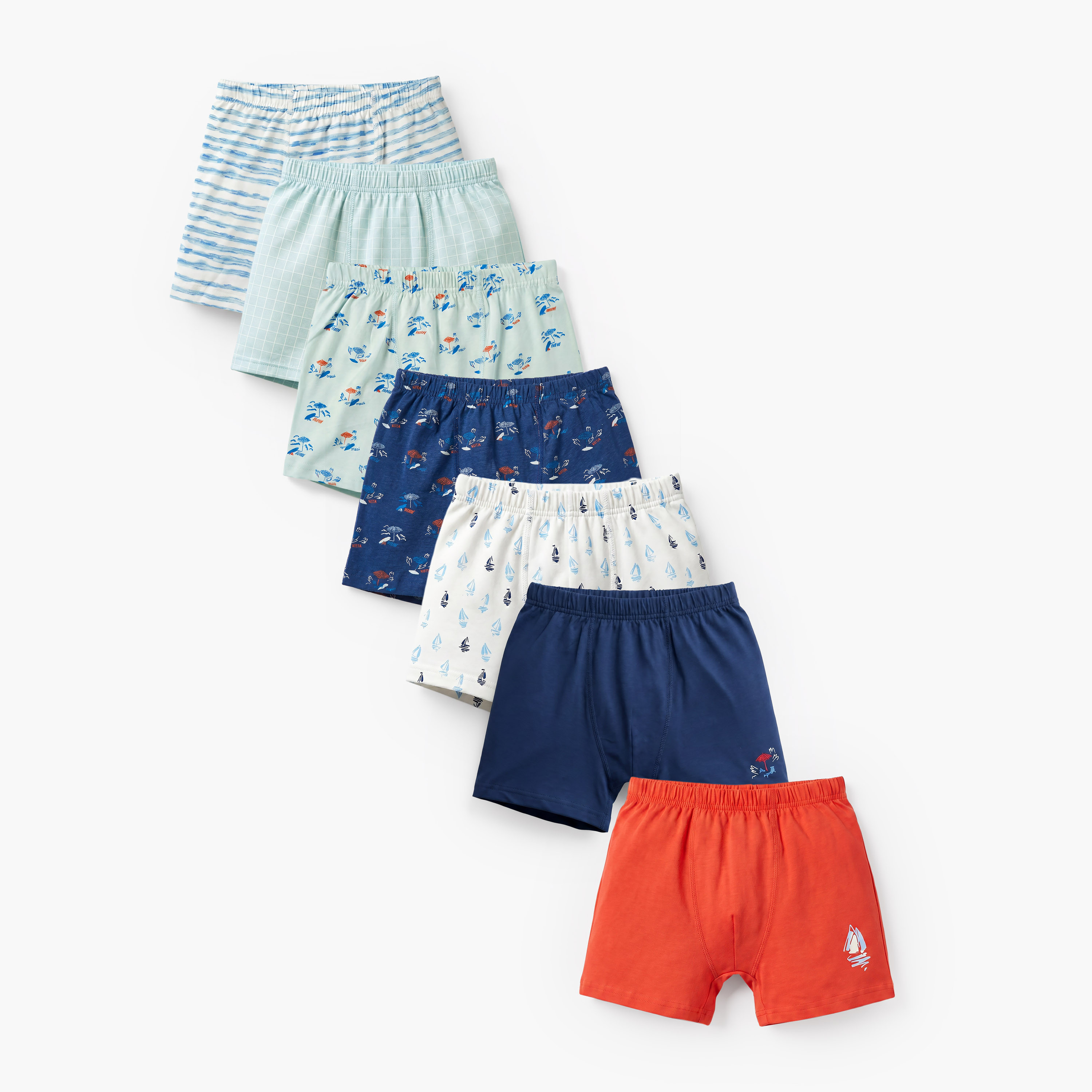 Juniors Printed Boxers with Elasticated Waistband - Set of 7-boys-clothing-innerwear-boxersandbriefs-image-1