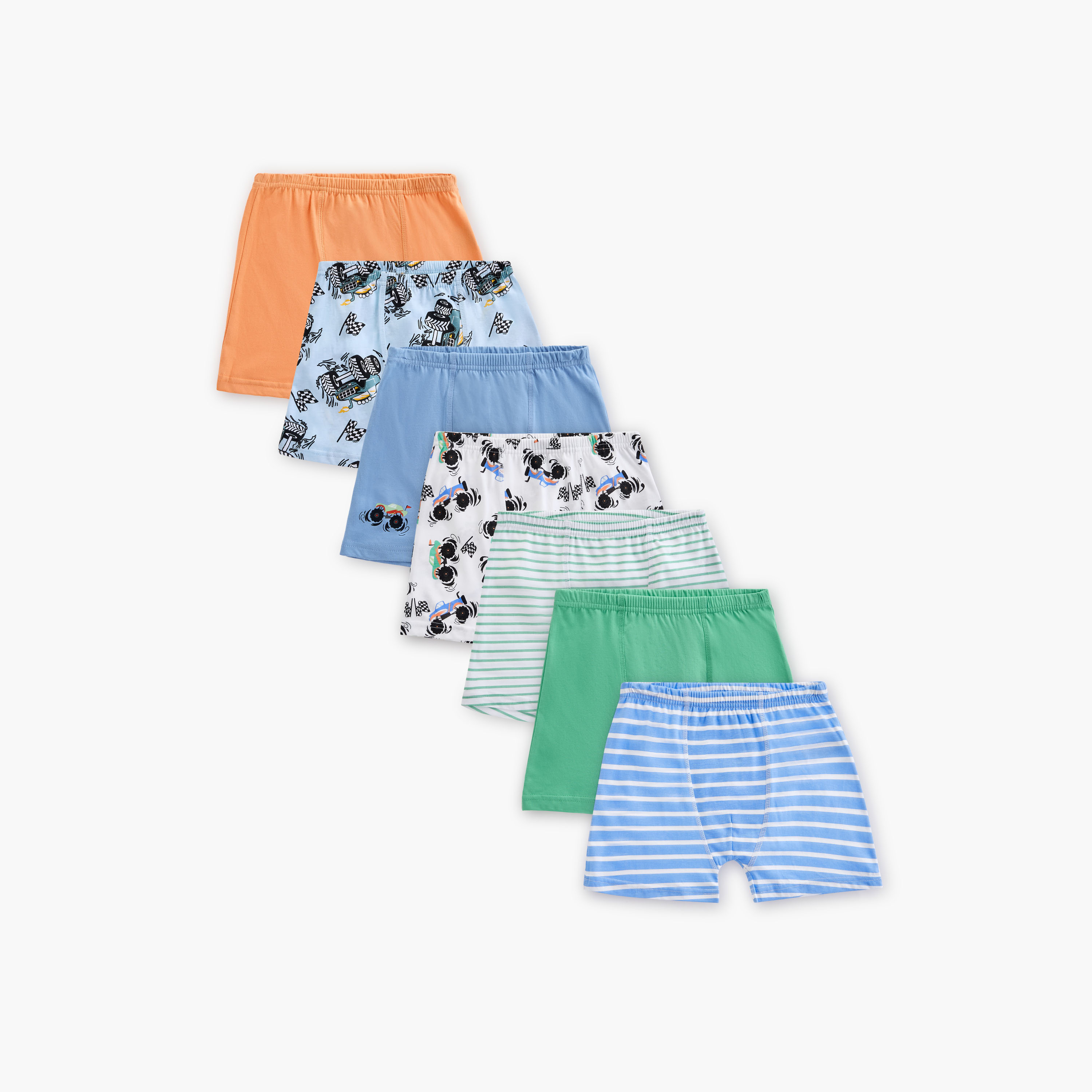 Juniors Printed Boxers with Elasticated Waistband - Set of 7-boys-clothing-innerwear-boxersandbriefs-image-1