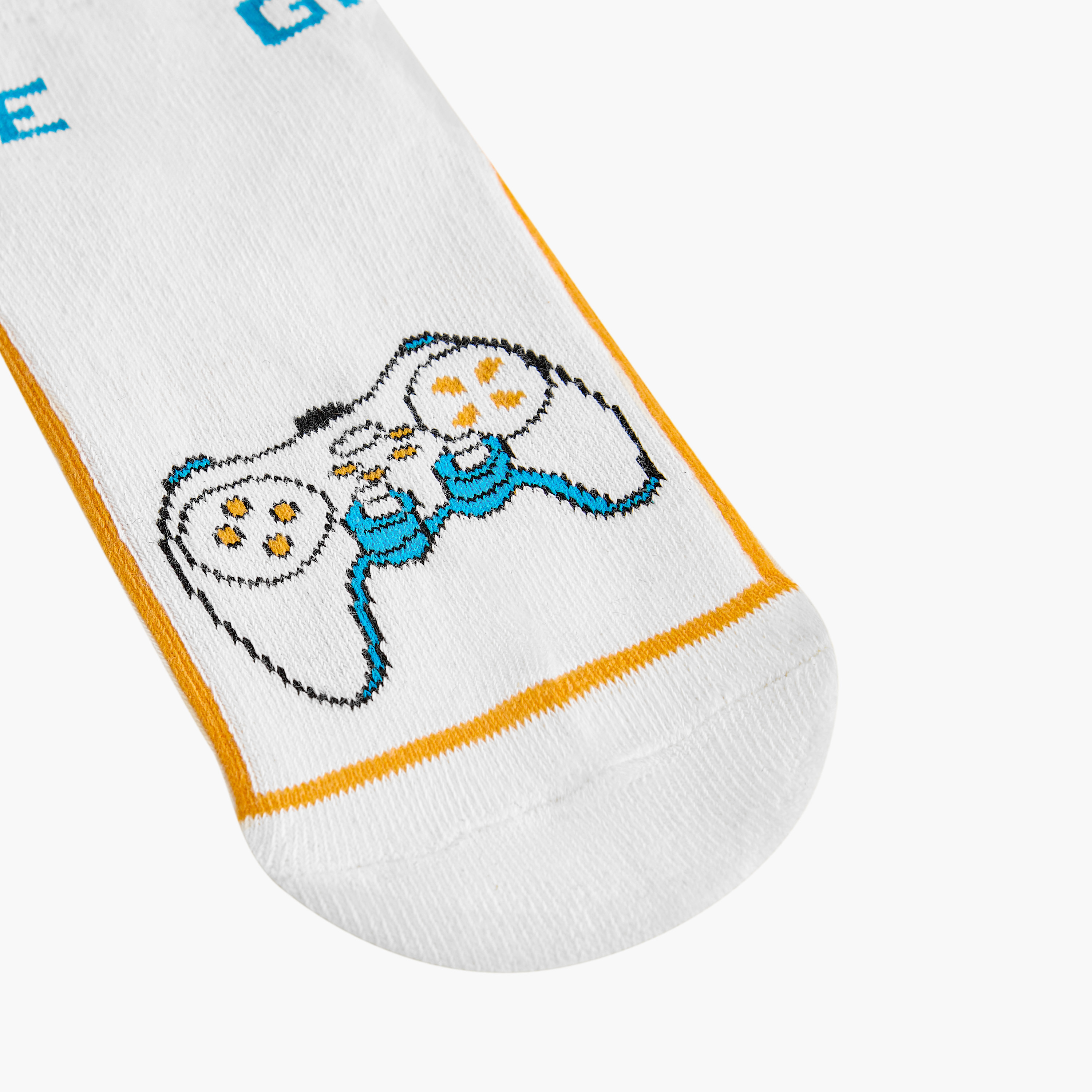 Juniors Gamer Print Ankle Length Socks - Set of 3-boys-accessories-socks-image-3