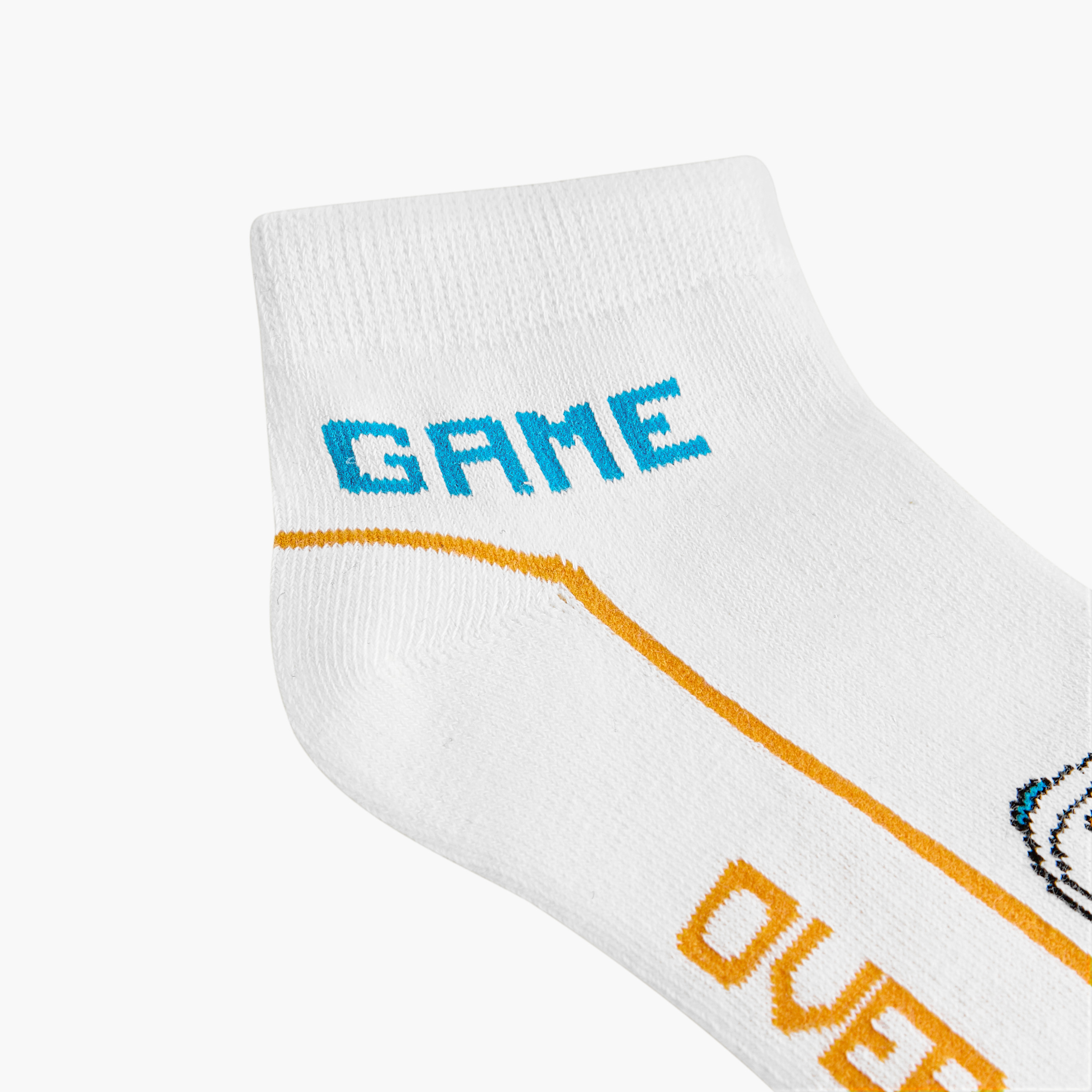 Juniors Gamer Print Ankle Length Socks - Set of 3-boys-accessories-socks-image-5