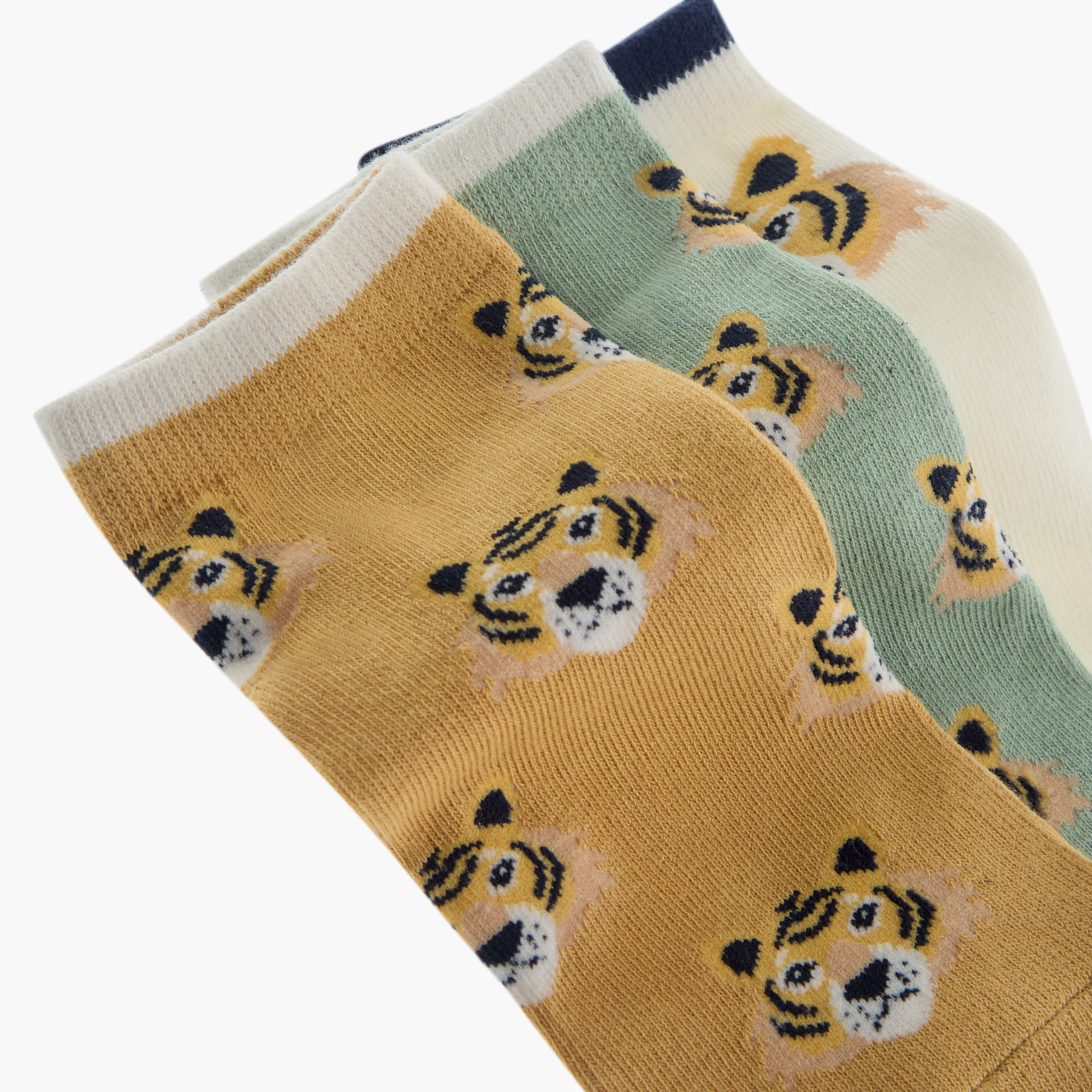 Juniors Tiger Print Ankle Length Socks - Set of 3-boys-accessories-socks-image-4