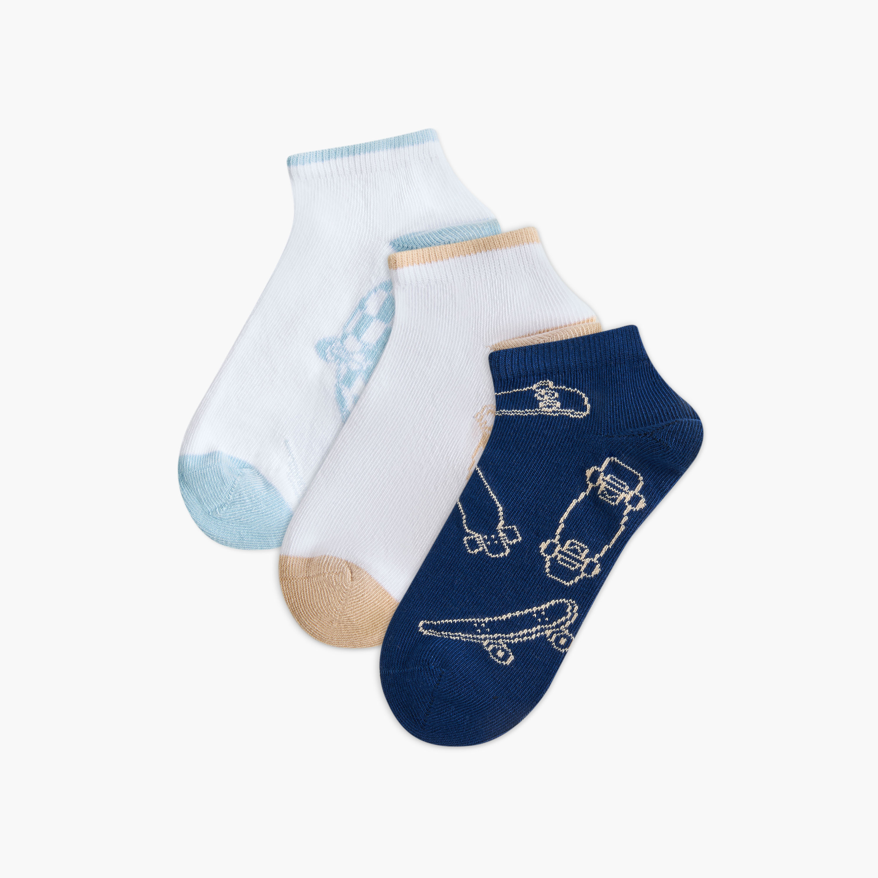 Juniors Textured Ankle Length Socks - Set of 3-boys-accessories-socks-image-1