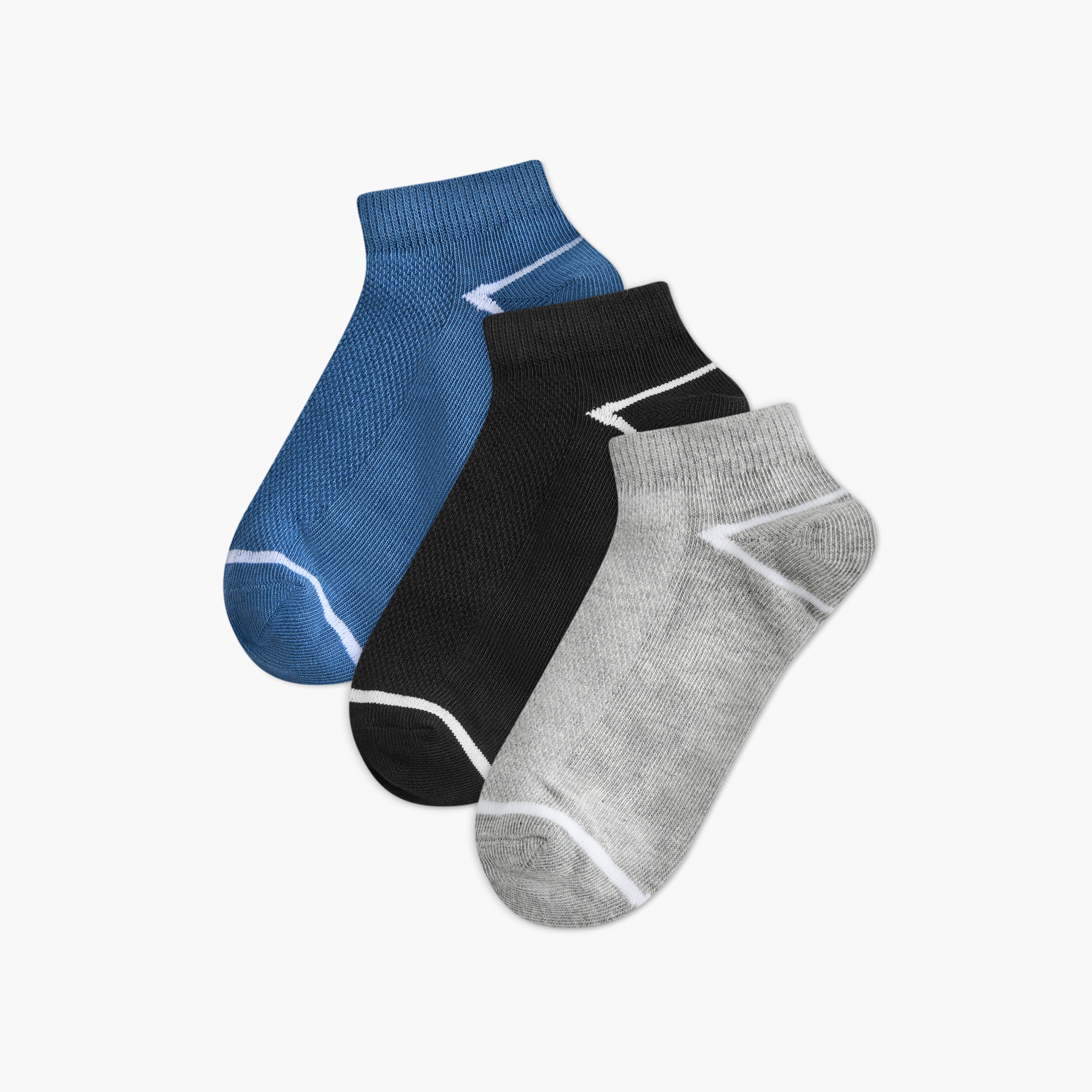 Juniors Textured Ankle Length Socks - Set of 3-boys-accessories-socks-image-1