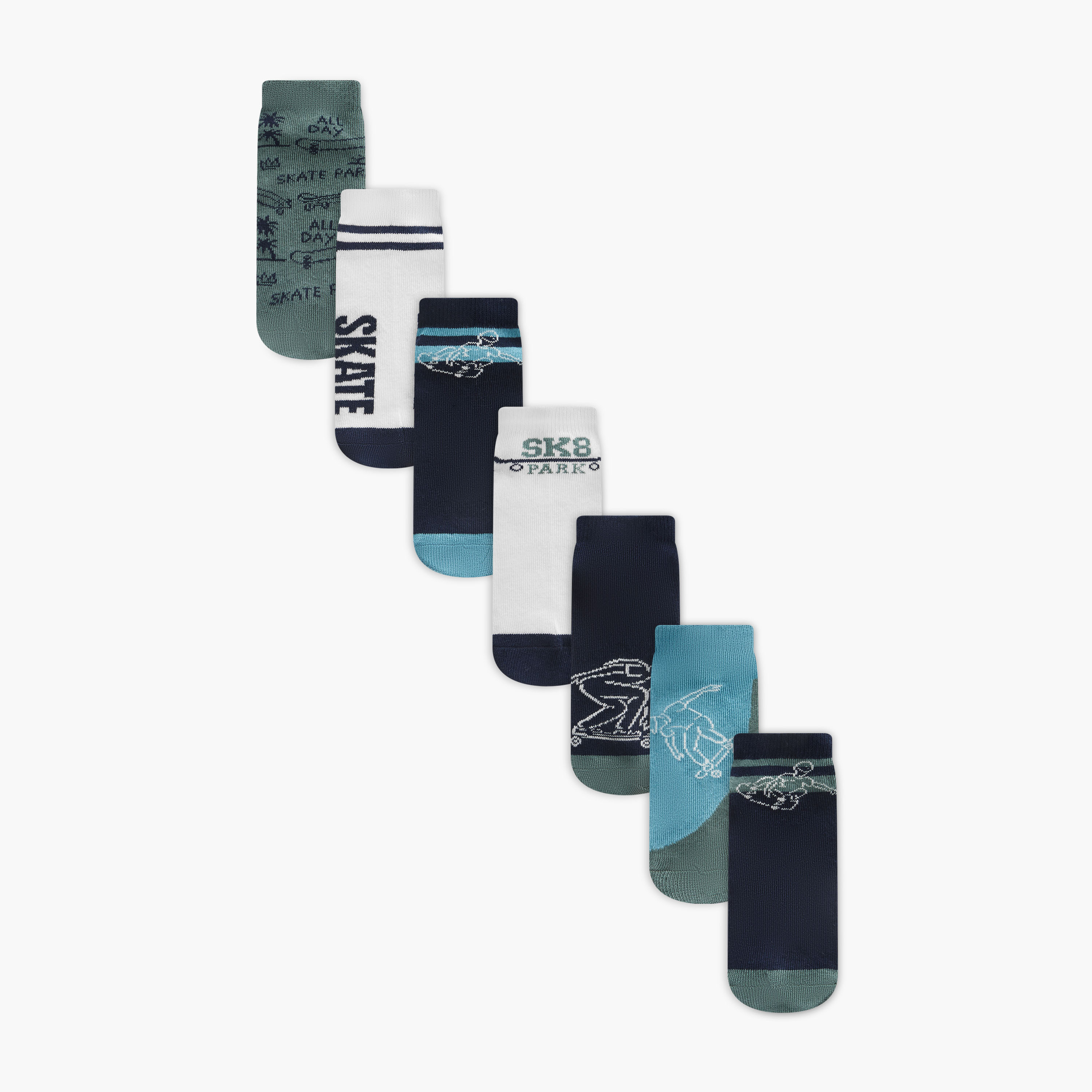 Juniors Printed Ankle Length Socks - Set of 7-boys-accessories-socks-image-1