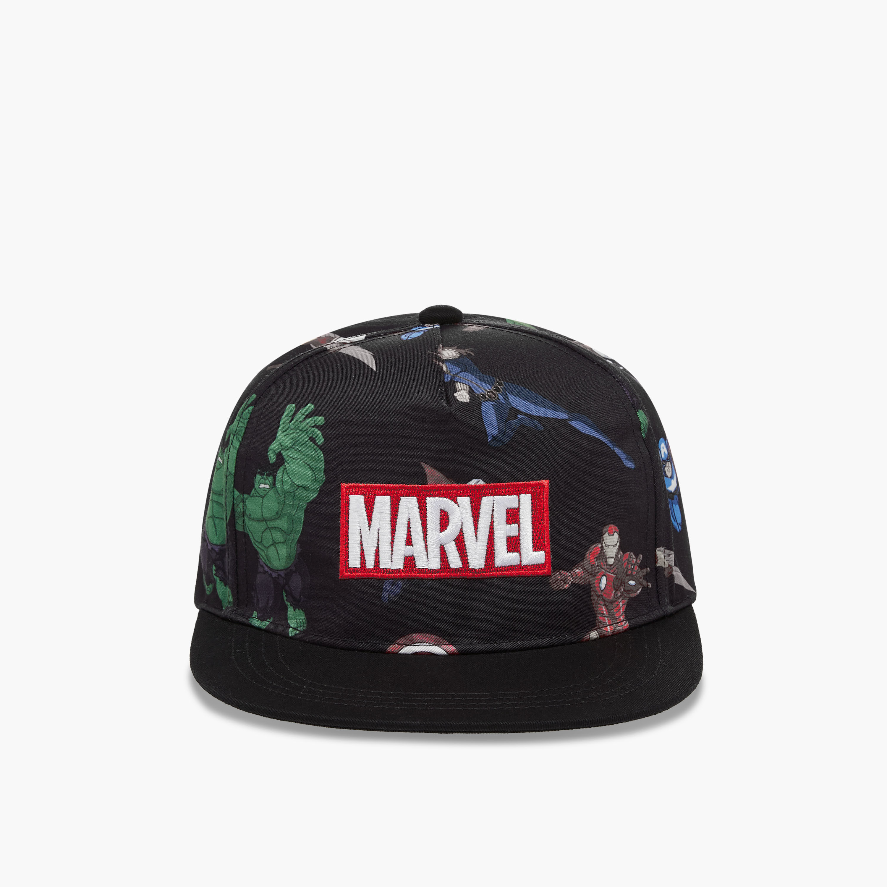 Avengers Print Cap with Hook and Loop Closure-boys-accessories-caps-image-1