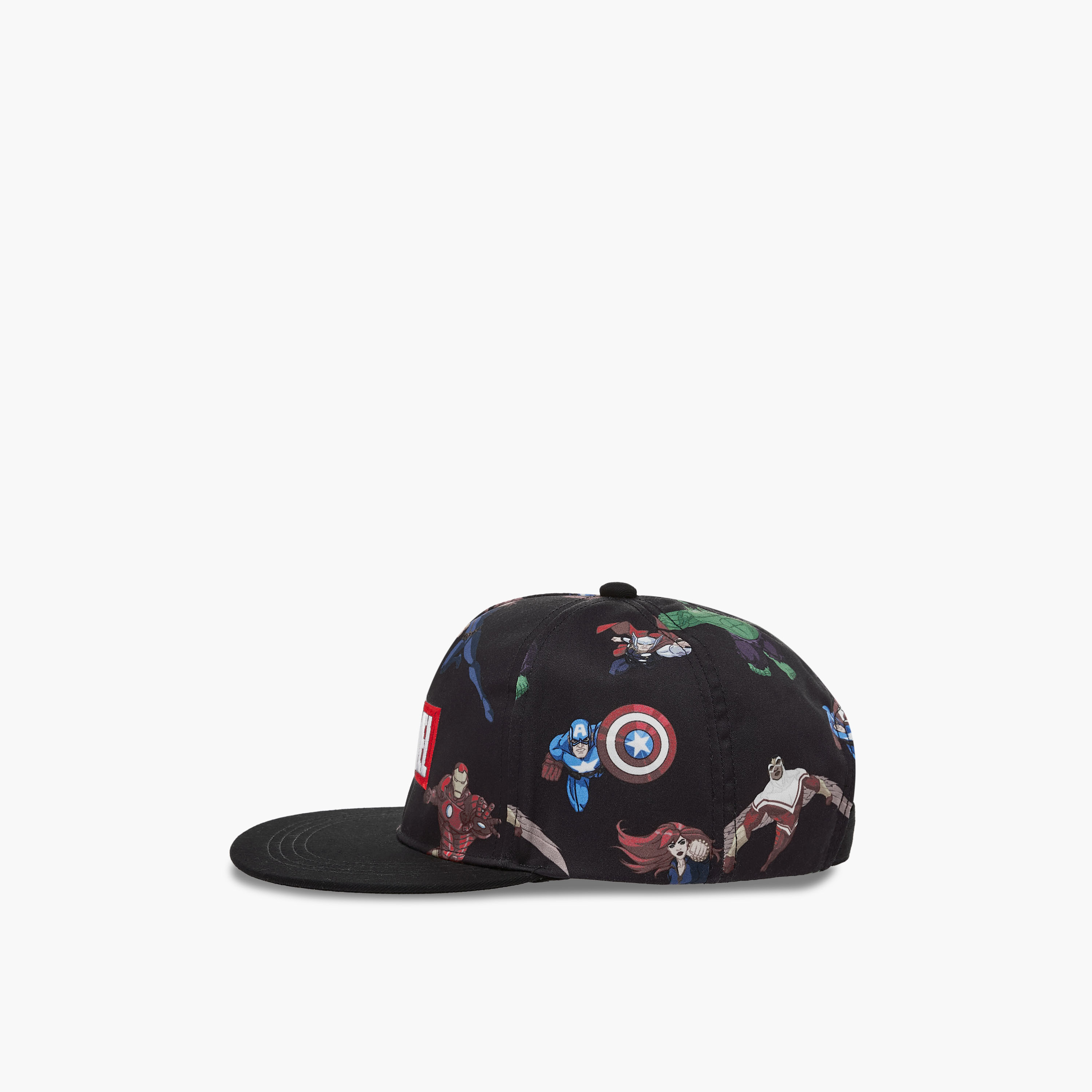 Avengers Print Cap with Hook and Loop Closure-boys-accessories-caps-image-3