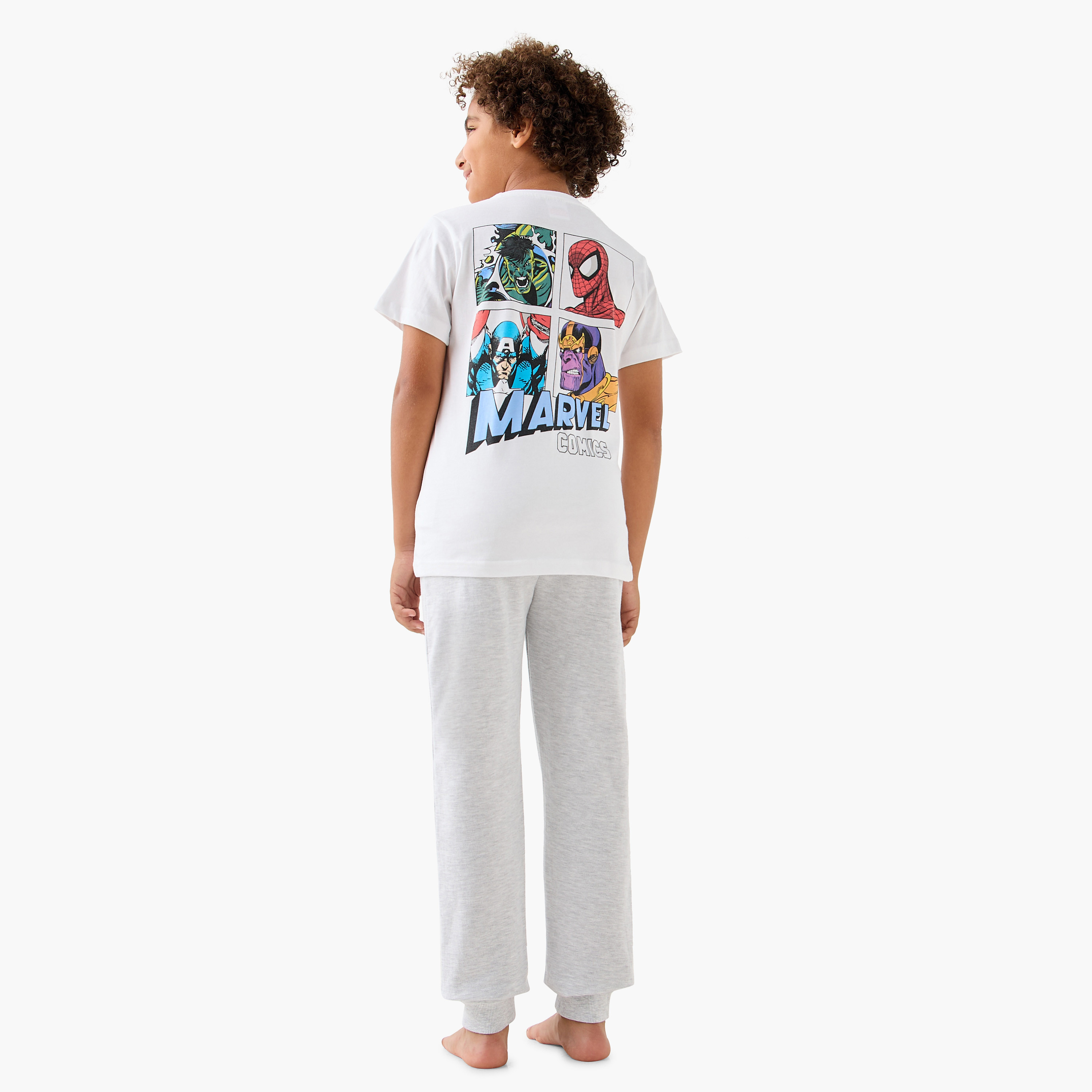 Juniors Spider-Man Print T-shirt and Pyjama Set-boys-clothing-nightwear-image-1