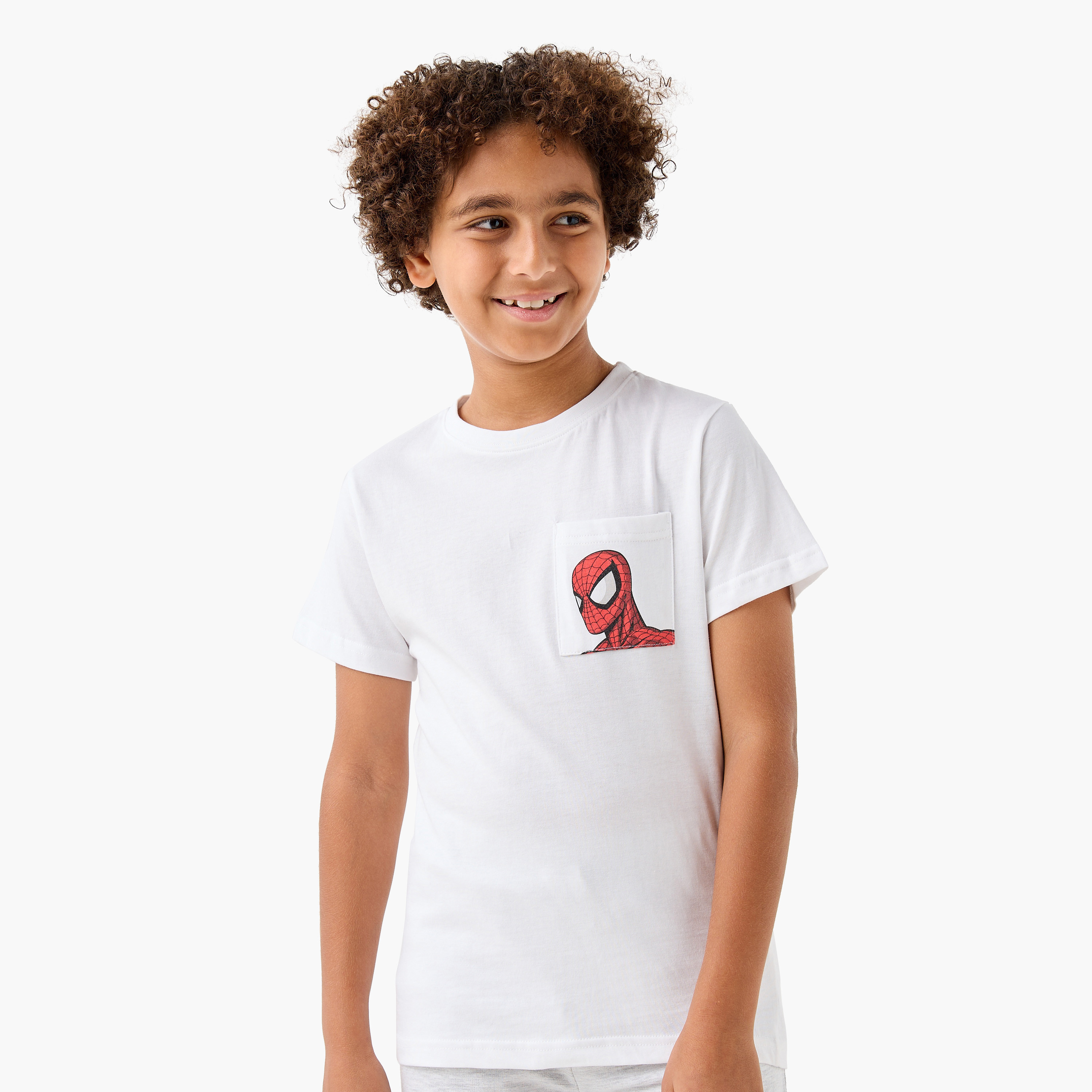 Juniors Spider-Man Print T-shirt and Pyjama Set-boys-clothing-nightwear-image-2