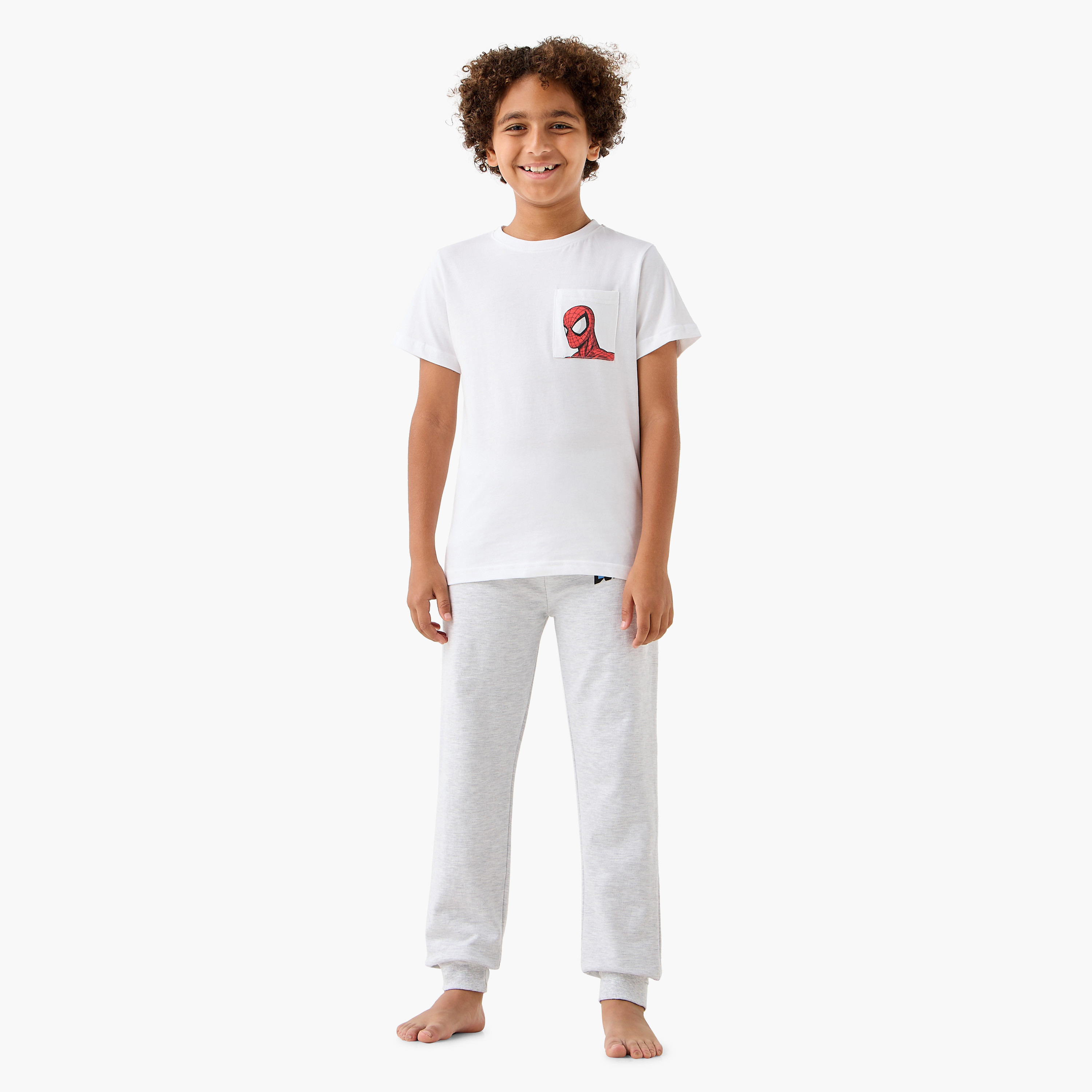 Juniors Spider-Man Print T-shirt and Pyjama Set-boys-clothing-nightwear-image-4