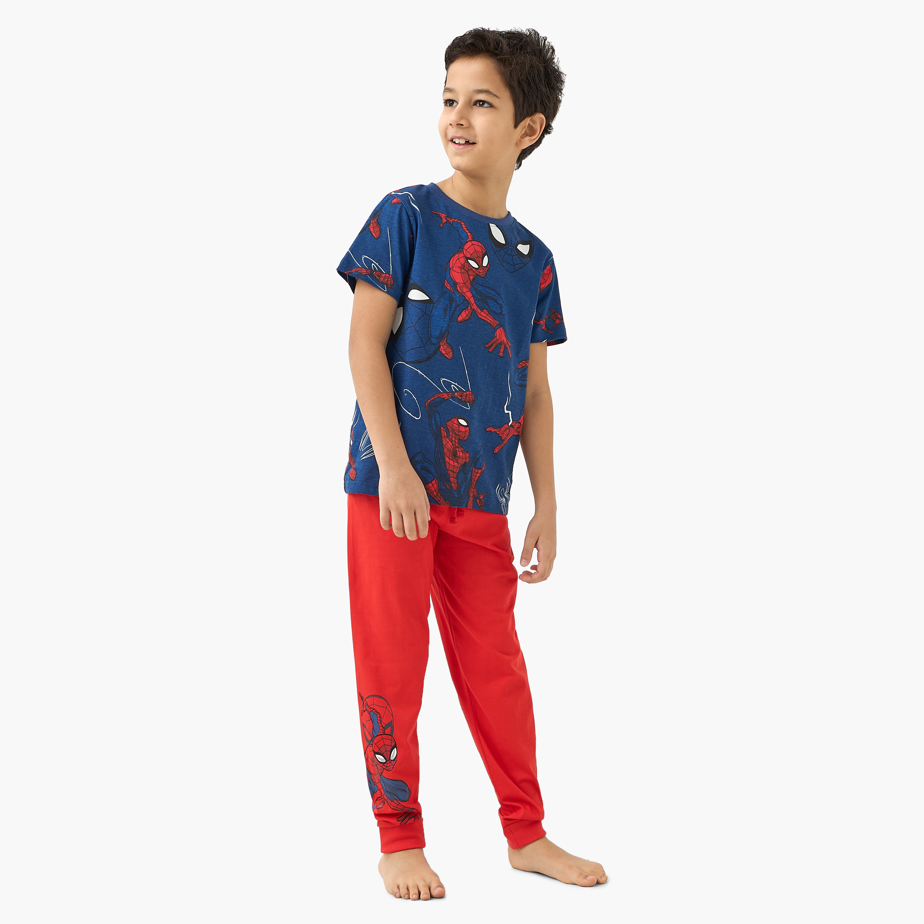 Spider-Man Print T-shirt and Pyjamas - Set of 2-boys-clothing-nightwear-image-2