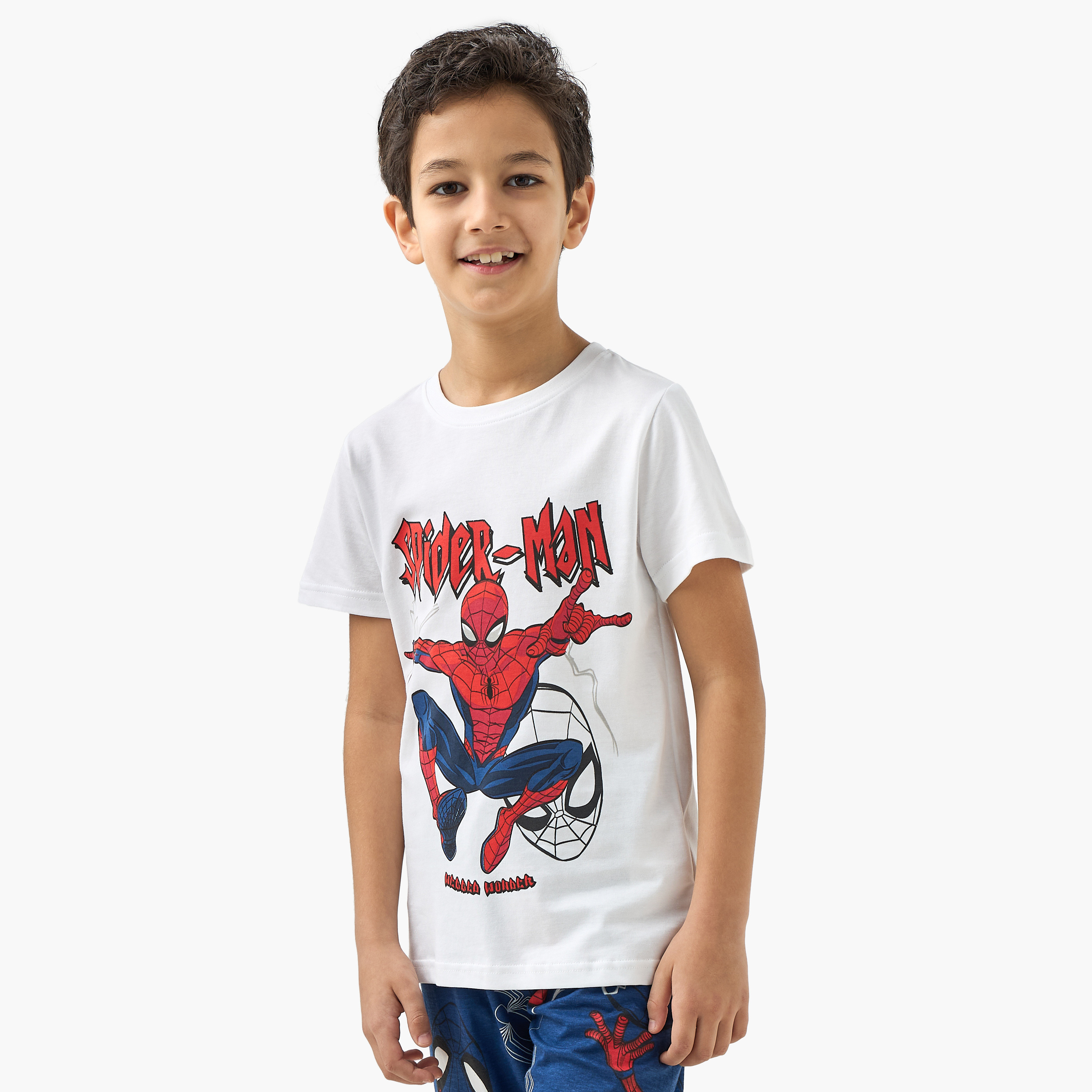 Spider-Man Print T-shirt and Pyjamas - Set of 2-boys-clothing-nightwear-image-3