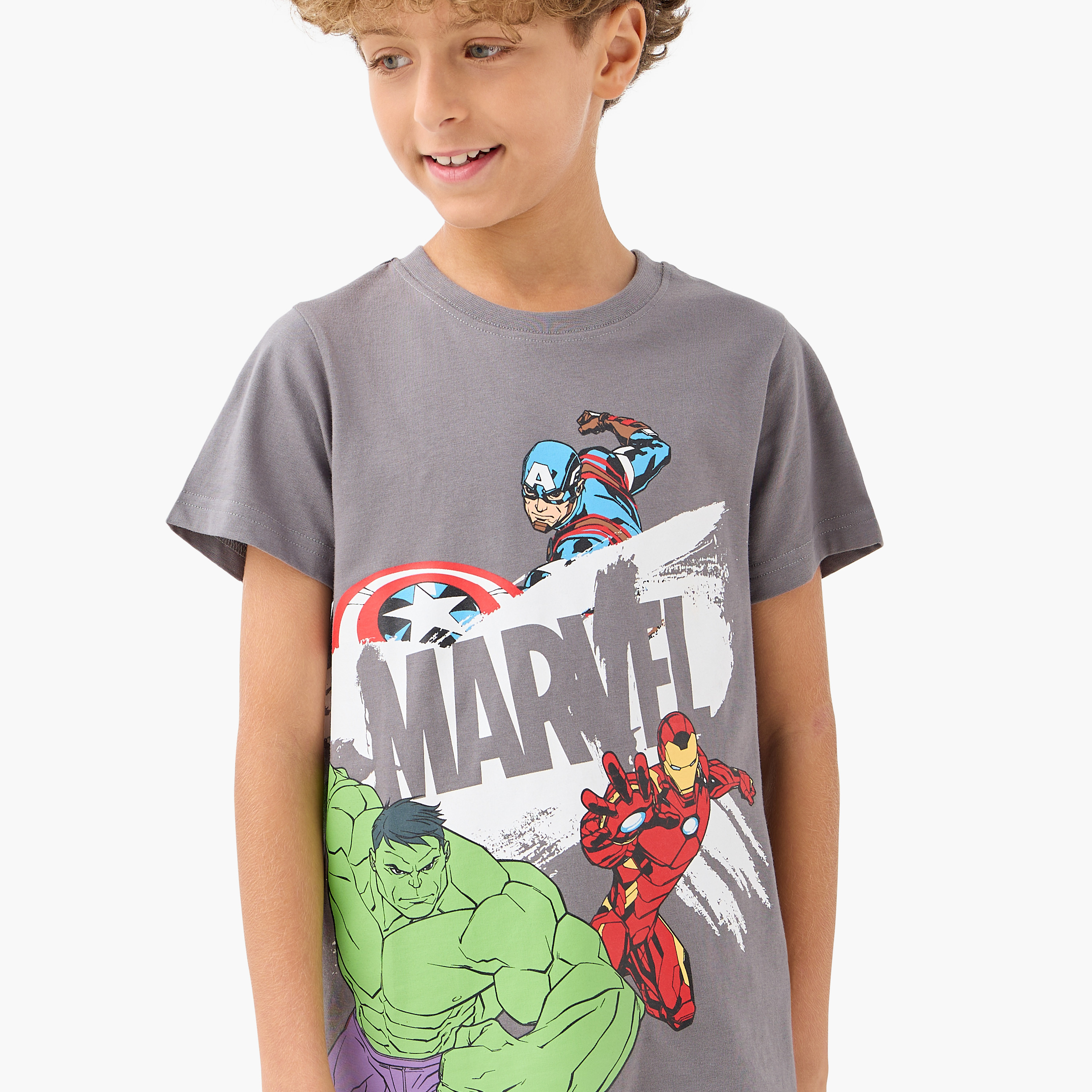 تيشيرت وبنطلون رياضي بخصر مطاطي بطبعات - مجموعة طقمين-boys-clothing-nightwear-image-5