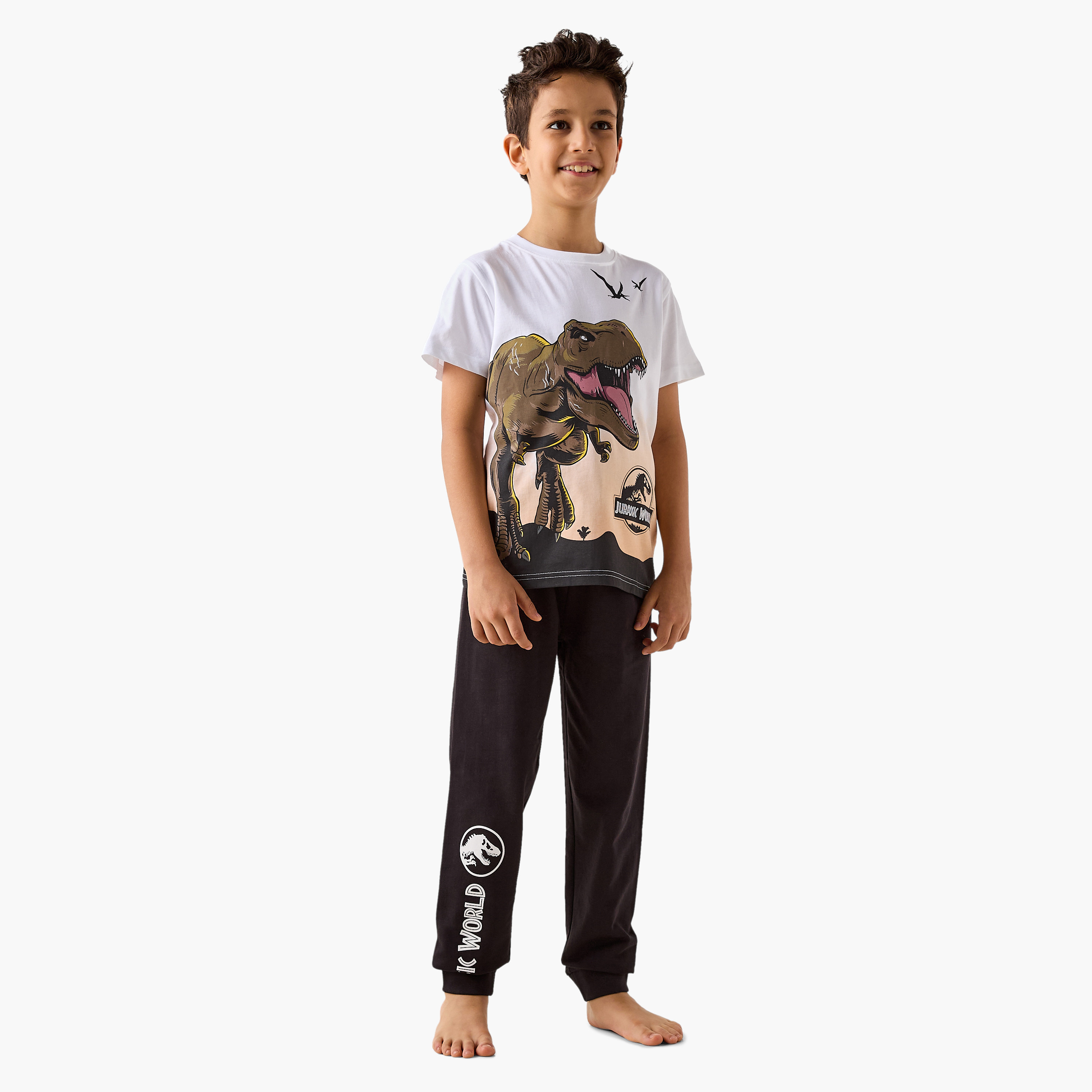 Jurassic World Print T-shirt and Pyjama Set-boys-clothing-nightwear-image-1