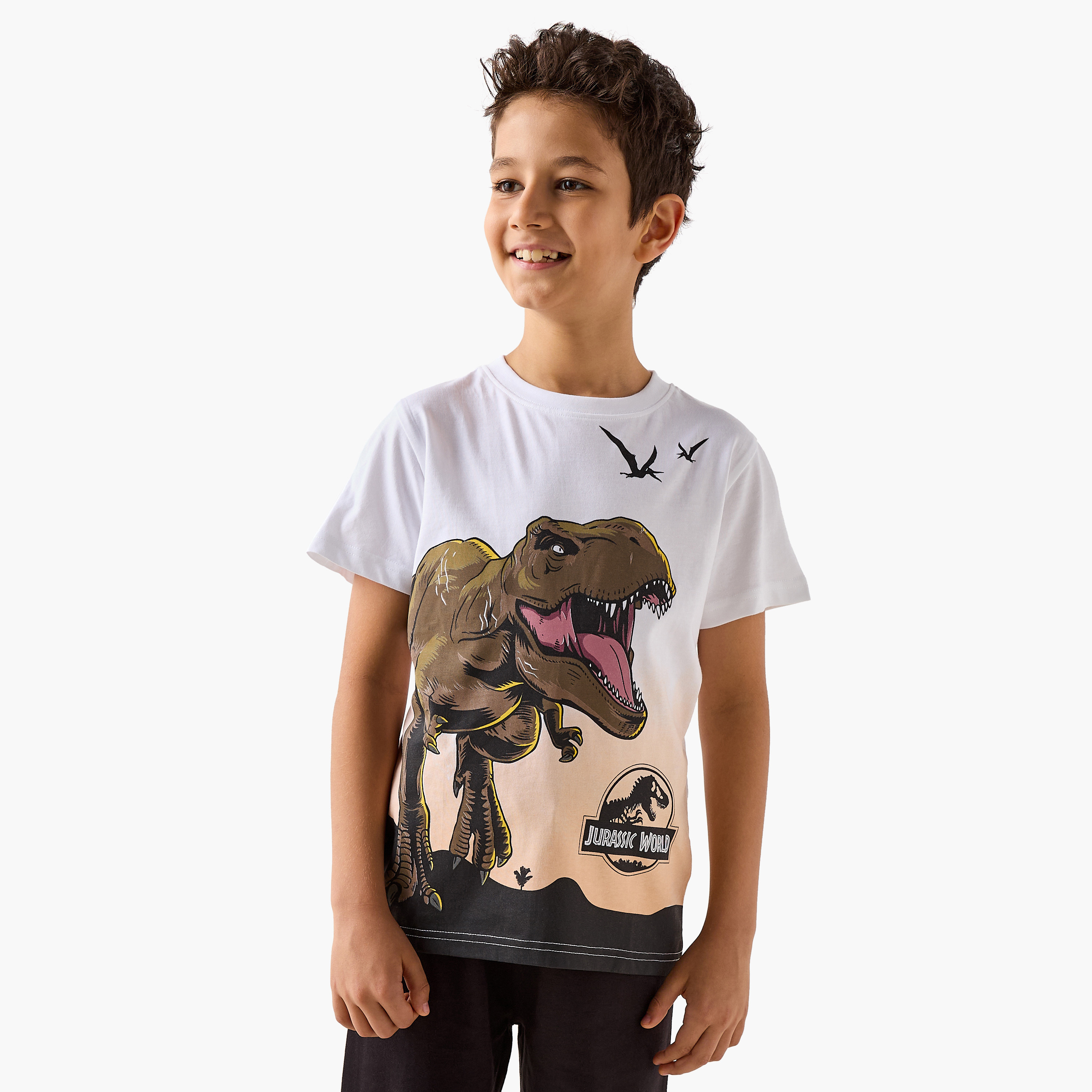 Jurassic World Print T-shirt and Pyjama Set-boys-clothing-nightwear-image-2