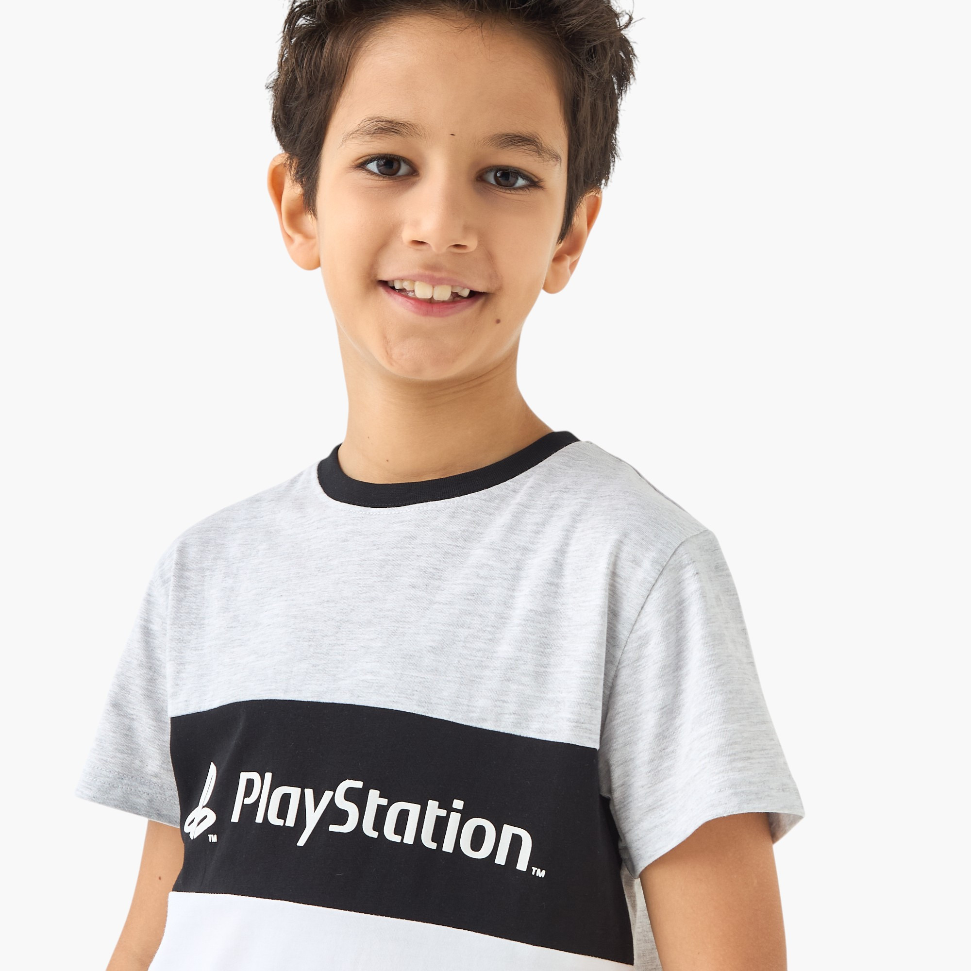 PlayStation Logo Print T-shirt and Pyjama Set-boys-clothing-nightwear-image-5
