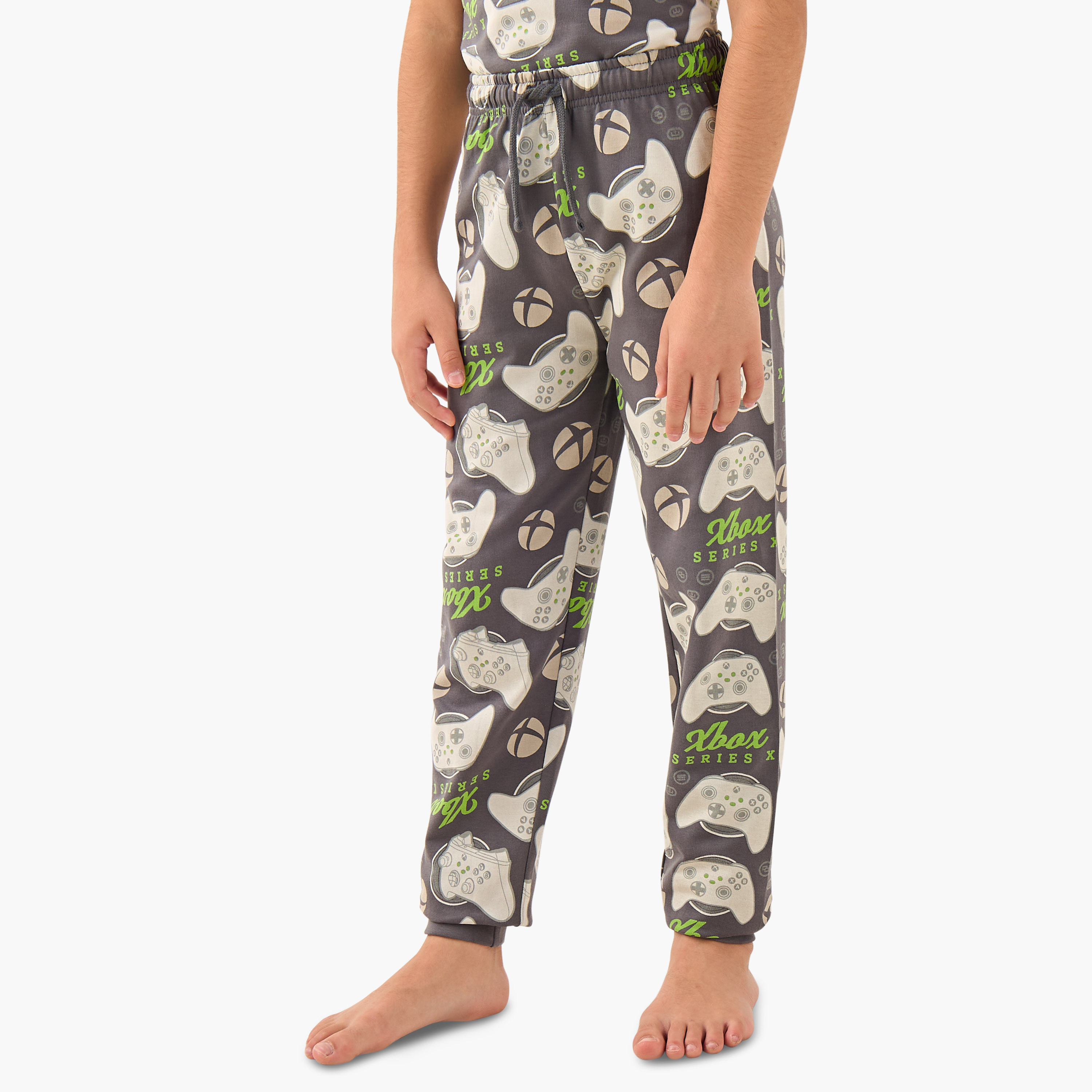 Xbox Cotton Crew Neck Short Sleeves Pyjama Set with Gamer Print-boys-clothing-nightwear-image-3