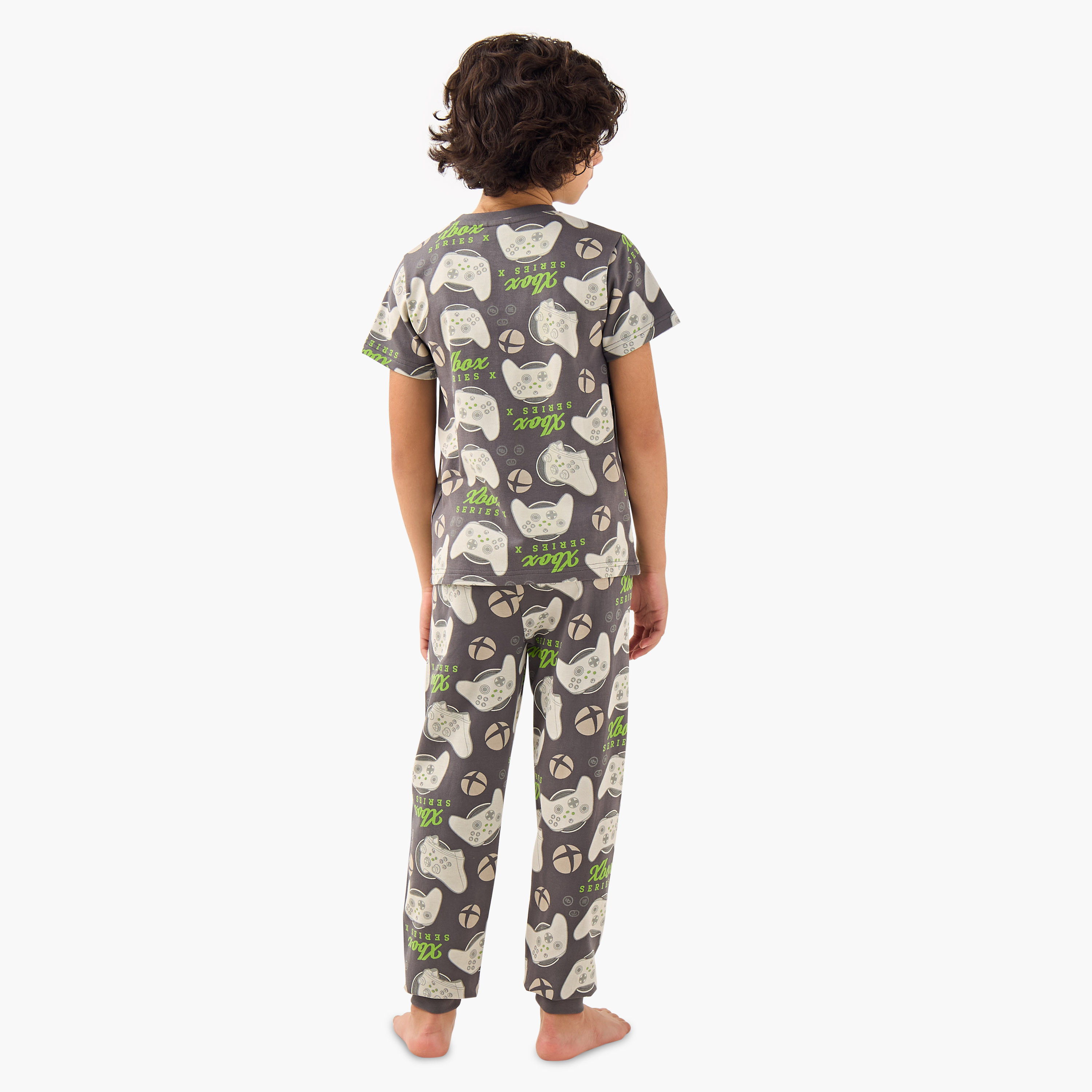 Xbox Cotton Crew Neck Short Sleeves Pyjama Set with Gamer Print-boys-clothing-nightwear-image-4