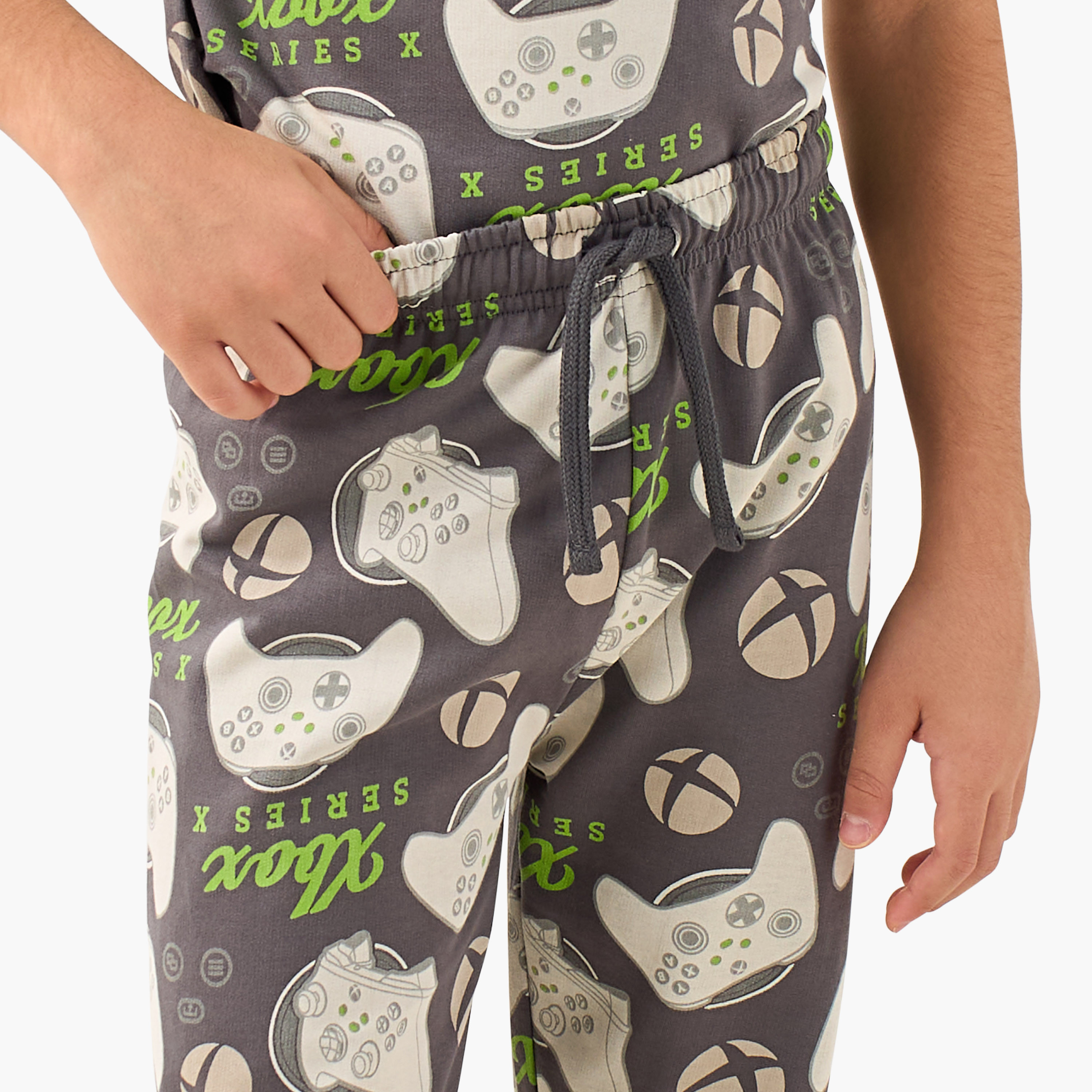 Xbox Cotton Crew Neck Short Sleeves Pyjama Set with Gamer Print-boys-clothing-nightwear-image-5