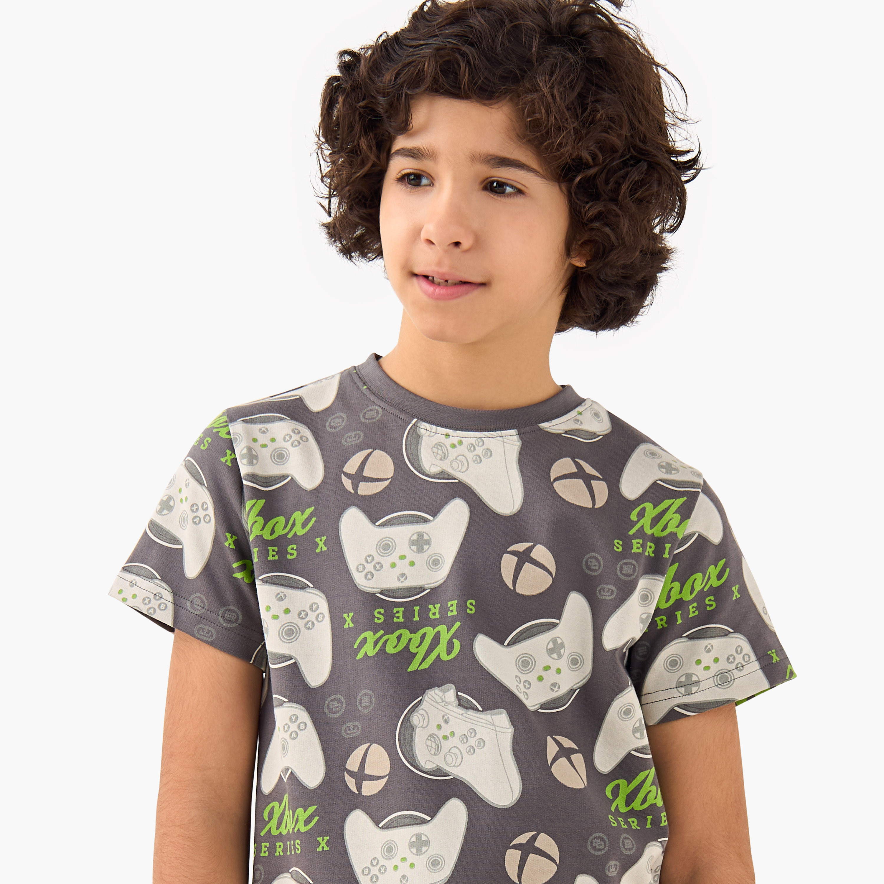 Xbox Cotton Crew Neck Short Sleeves Pyjama Set with Gamer Print-boys-clothing-nightwear-image-6