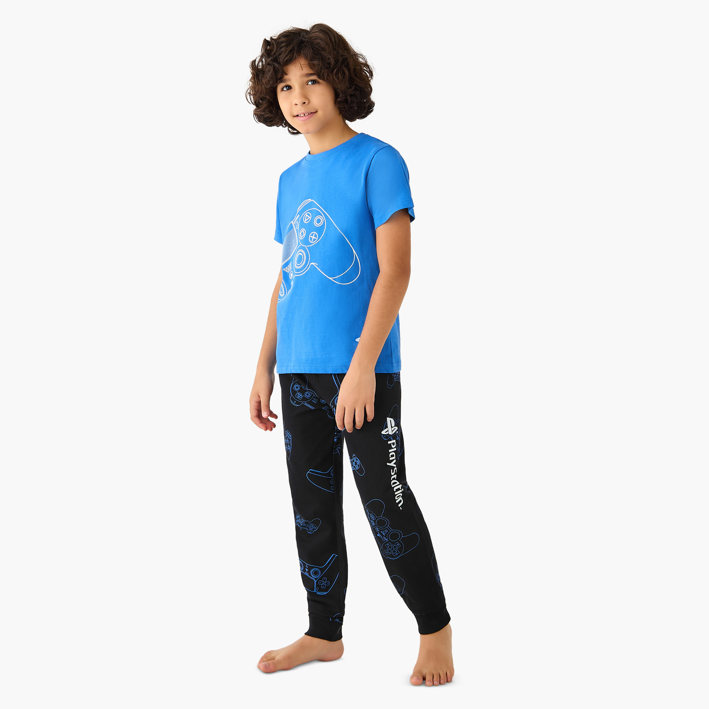 PlayStation Printed Short Sleeves T-shirt and Pyjama Set-boys-clothing-nightwear-image-1