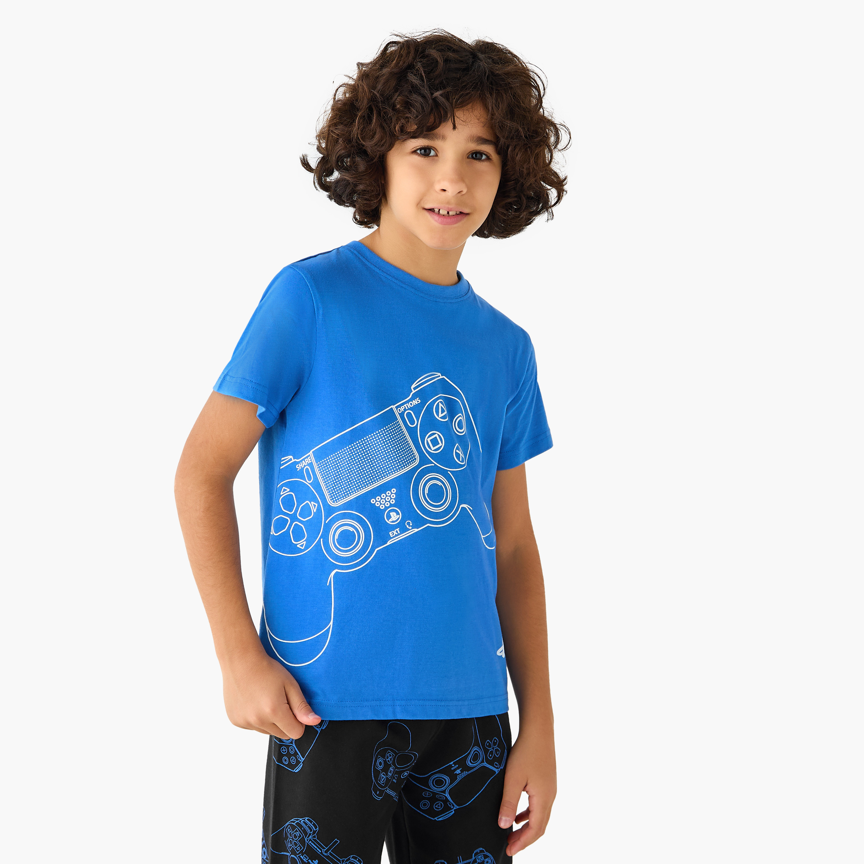 PlayStation Printed Short Sleeves T-shirt and Pyjama Set-boys-clothing-nightwear-image-2