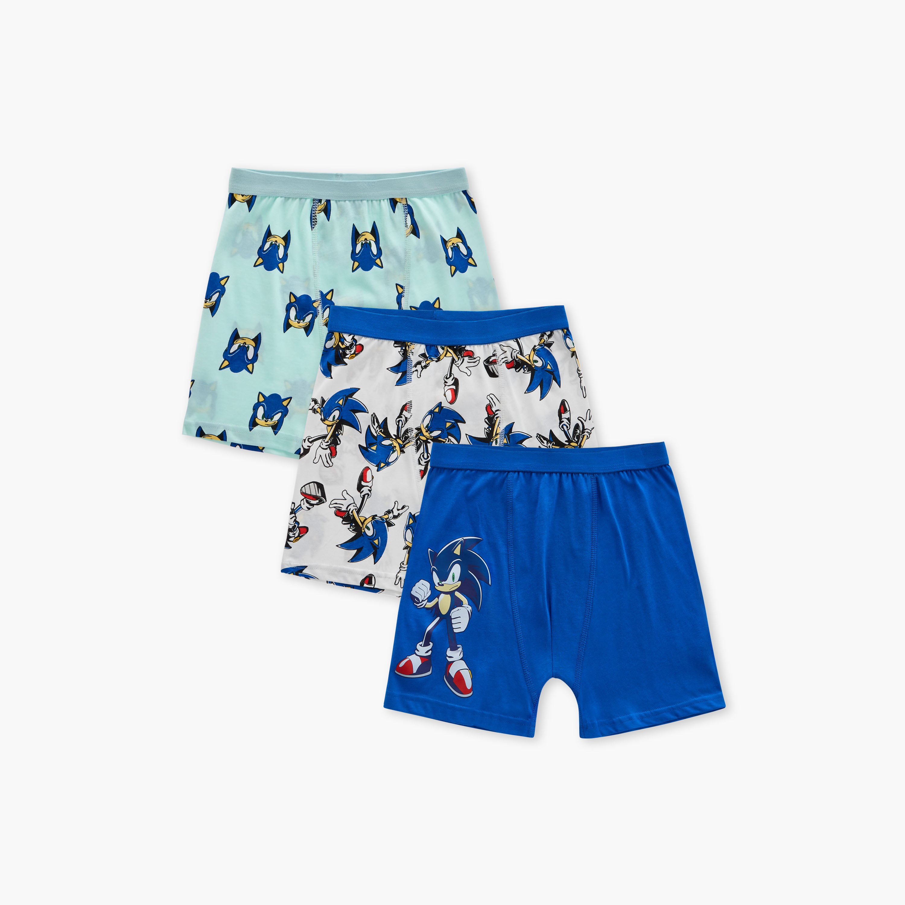 Sonic the Hedgehog Print Boxers with Elasticated Waistband - Set of 3-boys-clothing-innerwear-boxersandbriefs-image-1